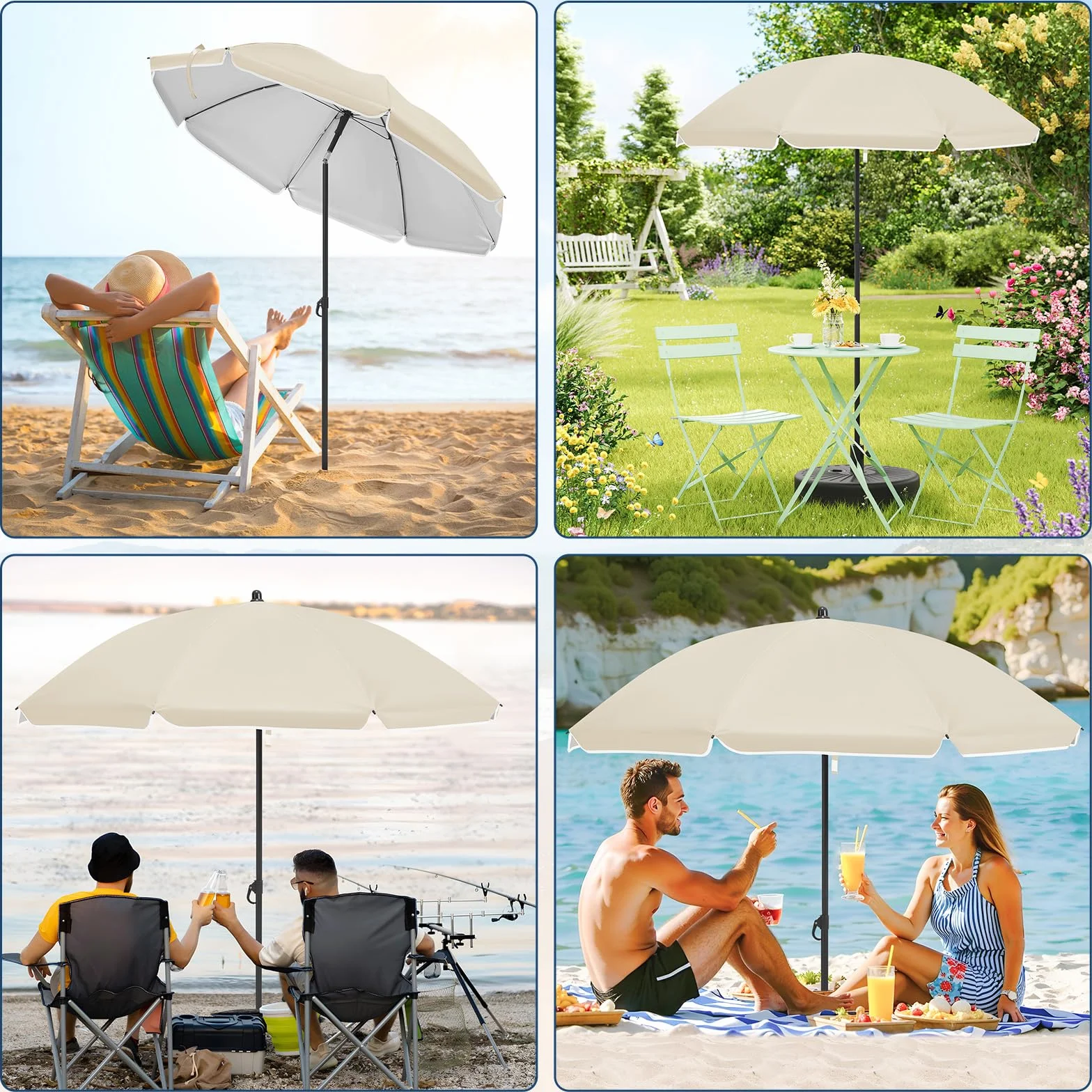 WOLTU Parasol przeciwsłoneczny na balkon, Ø 135/155/175 cm, ochrona przed promieniowaniem UV, UPF 50+, regulacja wysokości i nachylenia, torba do przenoszenia, okrągły parasol ogrodowy na balkon, do