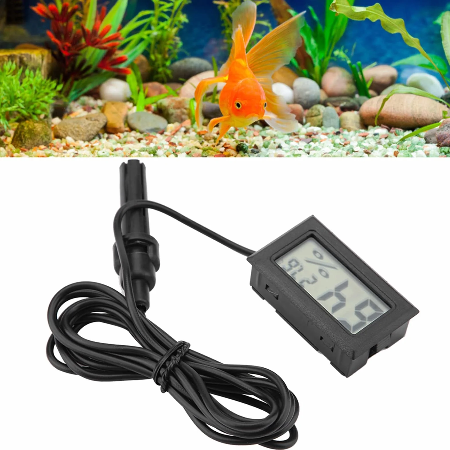 Mini higrometr LCD z zewnętrzną sondą do inkubatorów, terrarium, akwarium