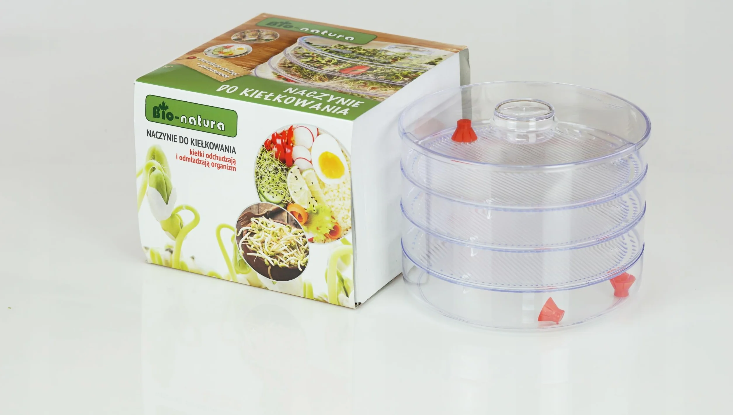 Sprouter naczynie do kiełkowania – wyhoduj organiczne kiełki w domu, zestaw 3 warstw pozwala na uprawę 3 różnych gatunków nasion na każdej tacy kiełkującej