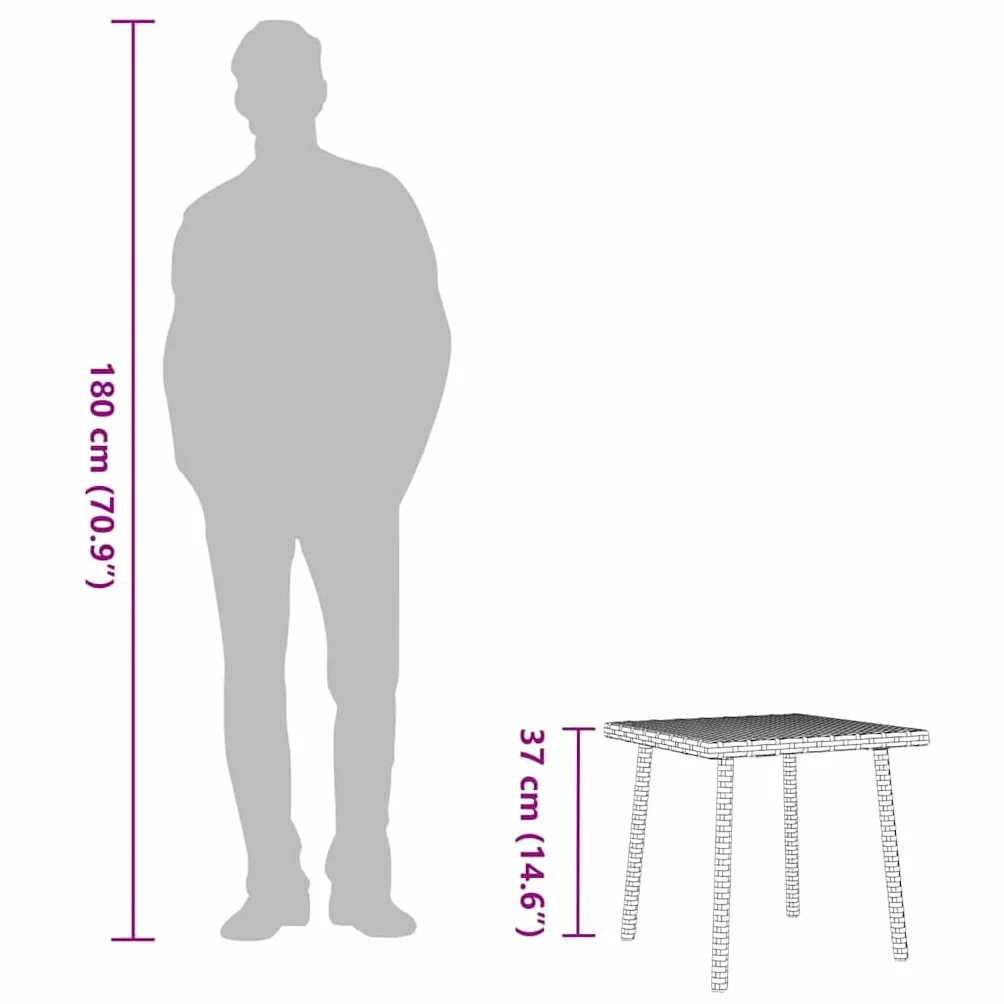 vidaXL Stolik kawowy ogrodowy prostokątny beżowy 40x40x37cm polirattan, stolik kawowy na zewnątrz, stolik kawowy na patio, beżowy stolik kawowy do ogrodu