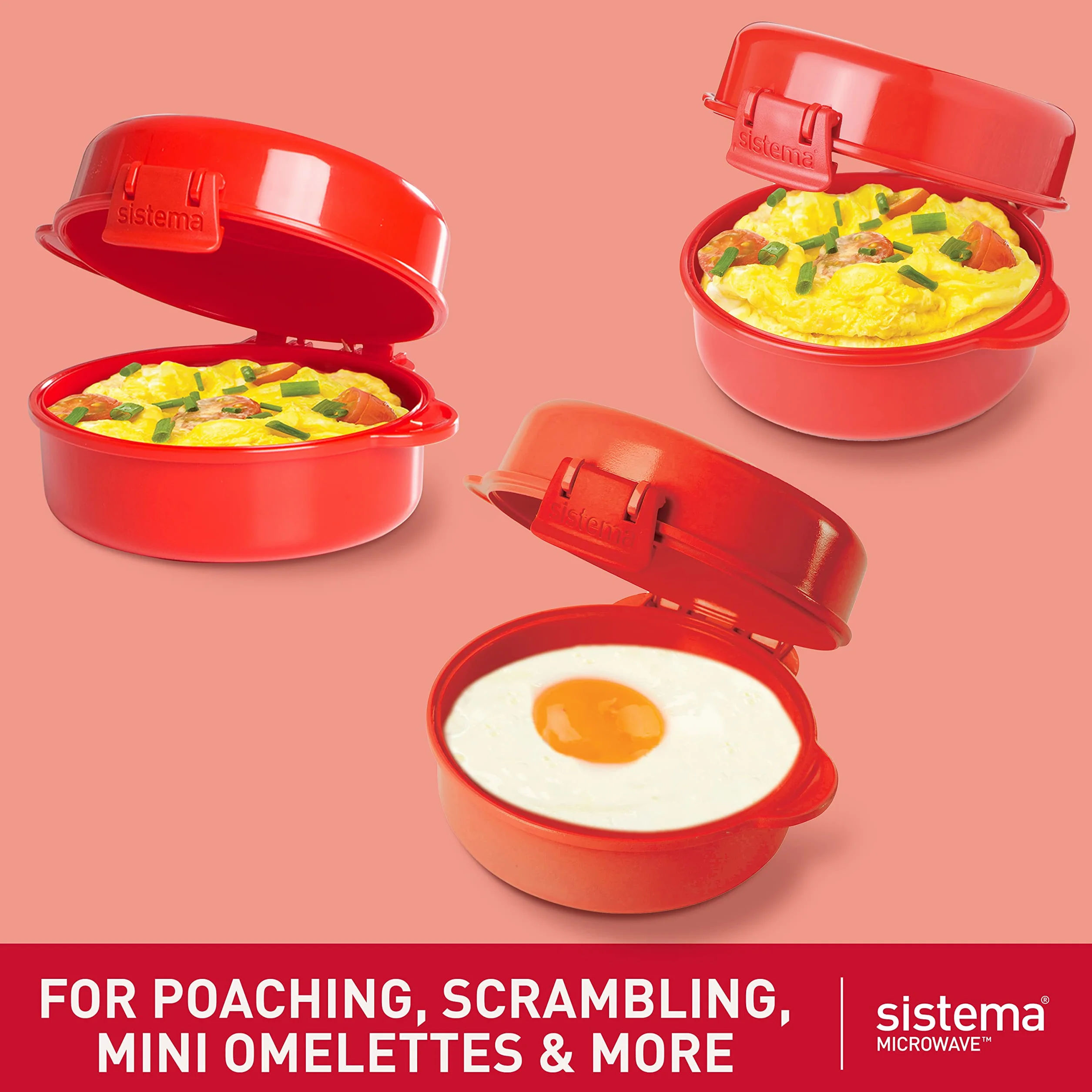 Sistema Microwave Easy Eggs pojemnik na żywność w kuchence mikrofalowej, 271 ml, nie zawiera BPA, czerwony