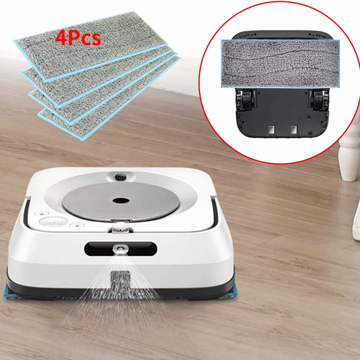 WANGCL Zestaw 4 zmywalnych mokrych podkładek do mopa kompatybilne z Braava Jet serii M wielokrotnego użytku do robota Braava Jet M6
