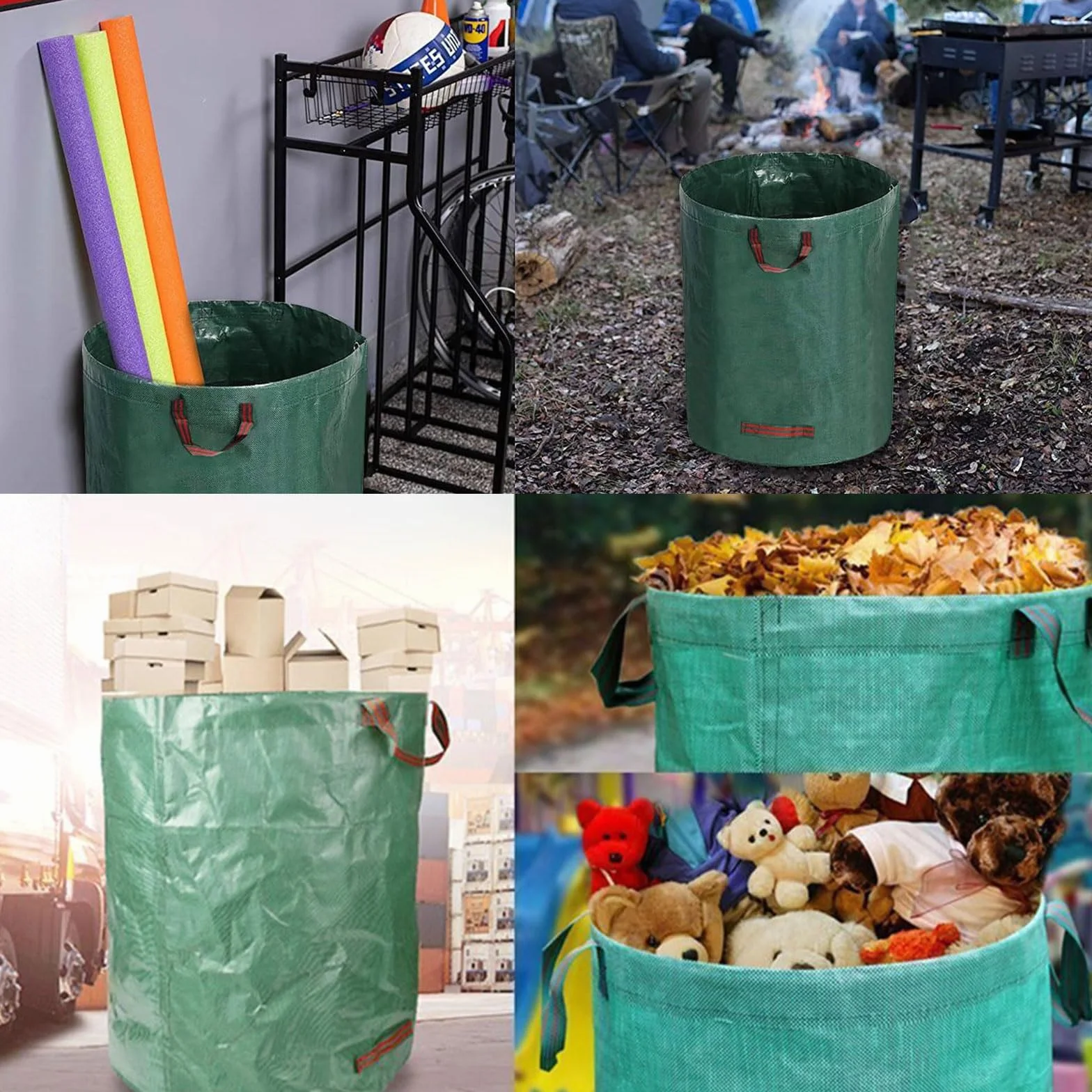 Worek na odpady ogrodowe,272 l,Worek ogrodowy na liście, ogrodowy z uchwytami, wielokrotnego użytku, składany, kempingowy worek z recyklingu liście, śmieci