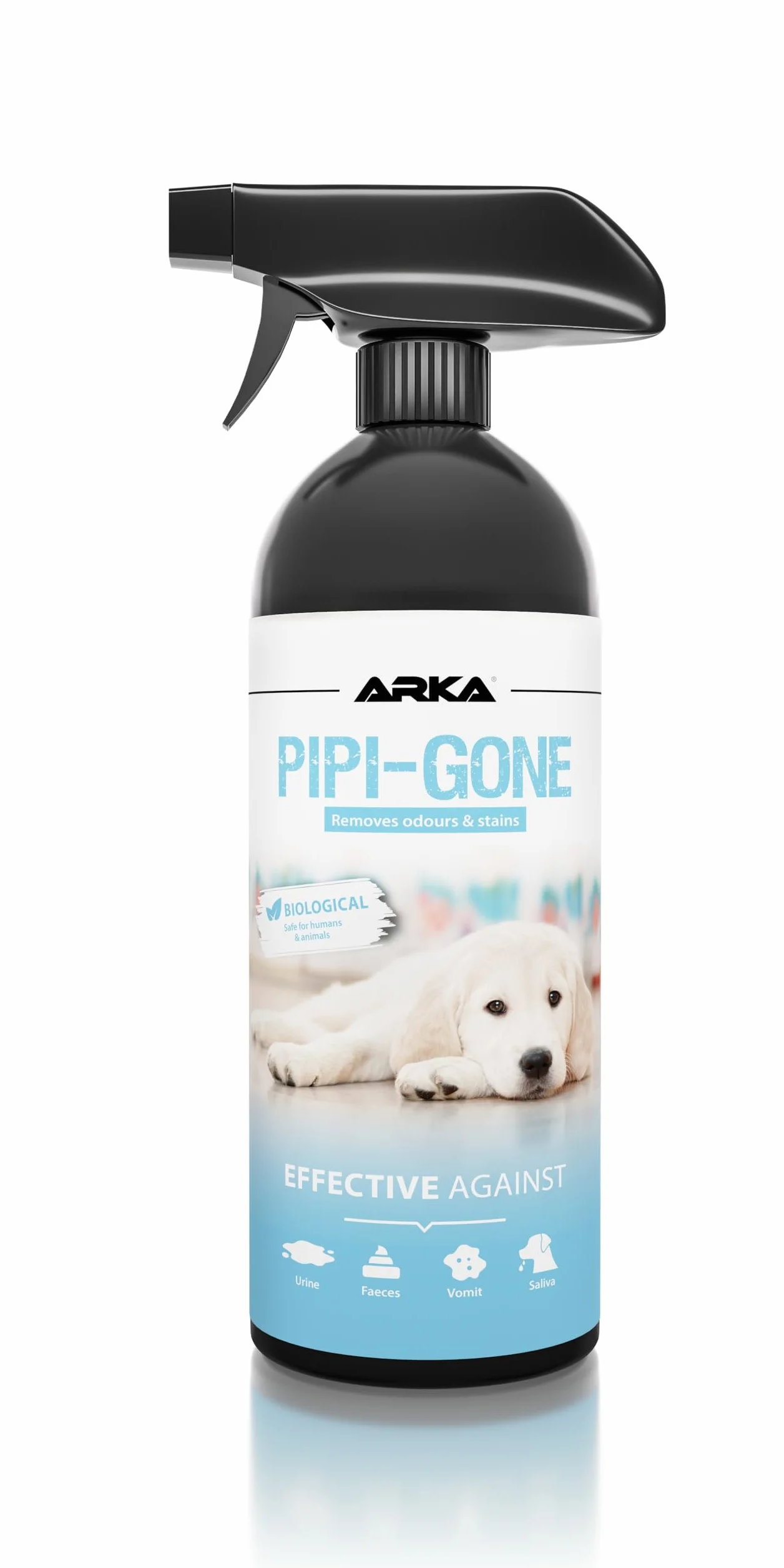 ARKA - PIPI-Weg Hund | Natürlicher Geruchsentferner und Reiniger für Flecken auf Teppich, Sofa, Polster und Boden | Entfernt Hundeurin, KOT, Erbrochenes und Speichel | Inhalt: 750ml