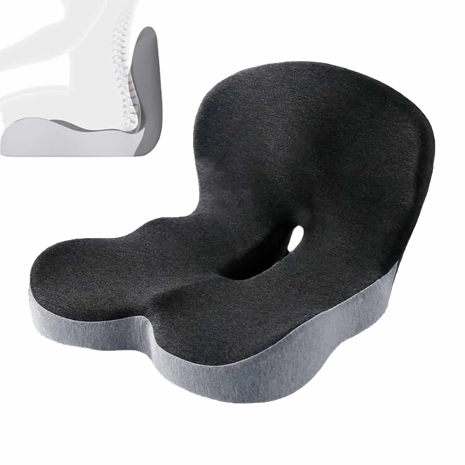 Back and Seat Cushion, Memory Foam Chair, Integrated Lumbar Support, Orthopedic Tailbone Mat, Ergonomic Sitting Comfort for Women Men Elderly Adults Dorm Room Truck