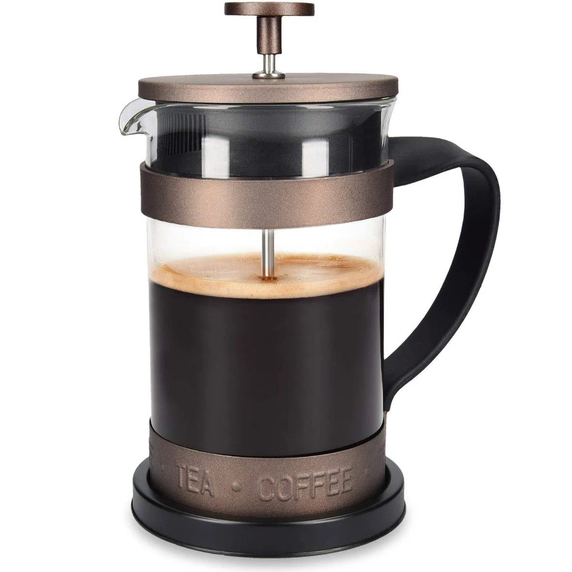 Navaris French Press zaparzacz do kawy z filtrem ze stali nierdzewnej – dzbanek do stempli 600 ml – 15 x 10,2 x 18,2 cm – 0,6 l – również do herbaty