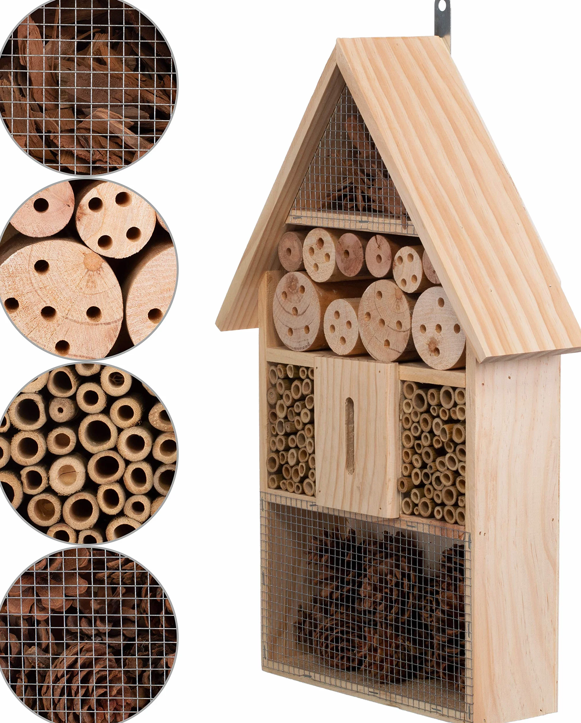Brandsseller Domek dla owadów XXL, naturalny domek dla owadów, domek dla owadów latających – pszczoły, motyle, biedronki i inne zwierzęta, ok. 48 x 31 x 10 cm