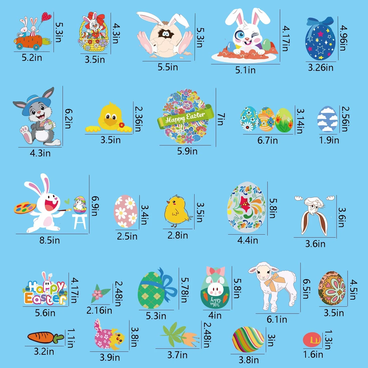 Obrazki na okno, Wielkanoc, festiwal, króliki, jajko wielkanocne, małe zwierzęta, dekoracja, samoprzylepna, naklejana na okno, witrynę, drzwi, okno sklepowe