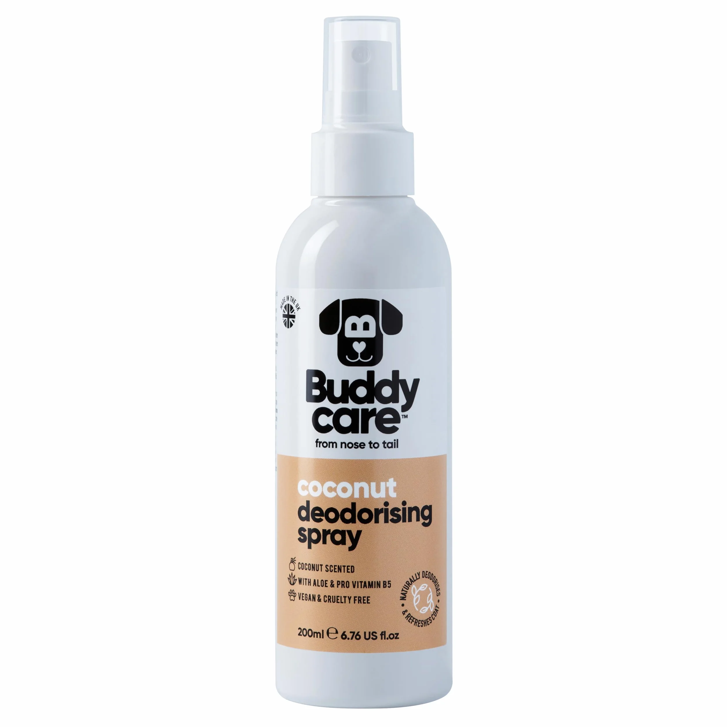 Buddycare Spray dezodoryzujący dla psów orzech kokosowy z aloesem i prowitaminą B5 200 ml