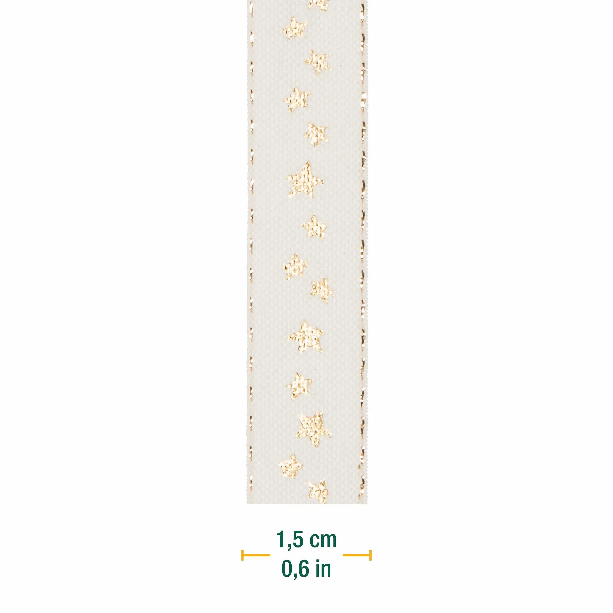 Halbach Seidenbänder 295 wstążka prezentowa Boże Narodzenie, poliester, kremowa, 15 mm x 18 m