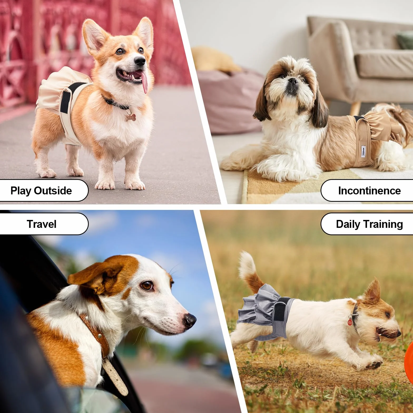 Premium Doggie Diaper dla psów, wielorazowe pieluchy, opakowanie 3 szt., wysoce chłonne, M