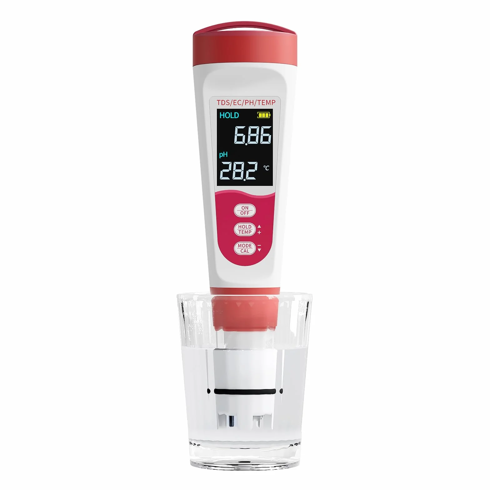 Flysocks Miernik pH 4 w 1, tester jakości wody do pH/TDS/EC/temperatury, cyfrowy miernik pH IP67 z automatyczną kalibracją i podświetleniem LCD do hydroponiki, ogrodu, basenu, akwarium