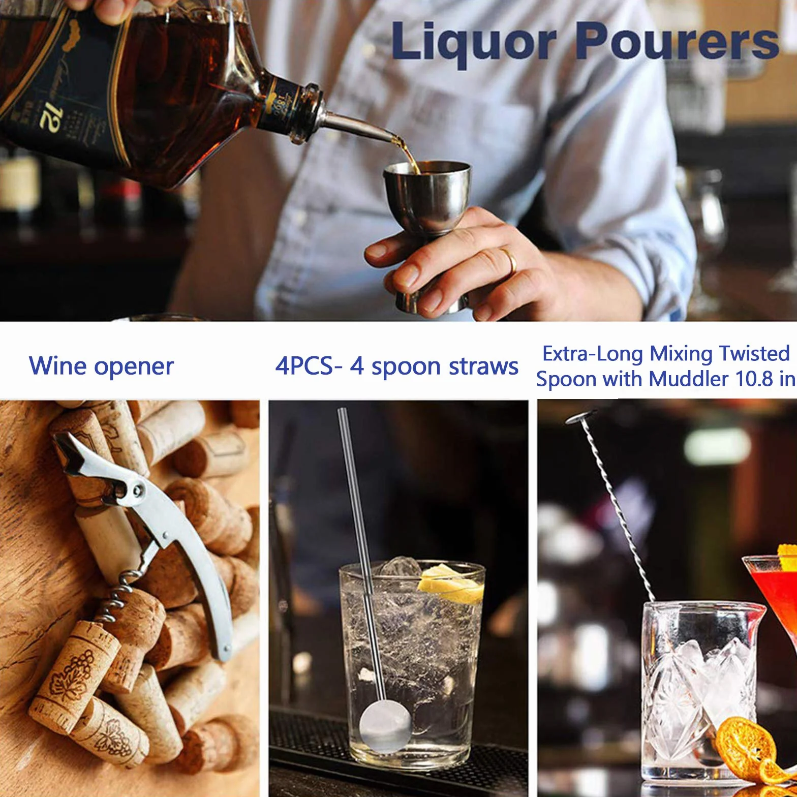 Shaker Cocktail Set 750 ml, 17 sztuk Barman zestaw ze stali nierdzewnej, profesjonalny kompletny zestaw Barman, zestaw narzędzi do baru z kryształową półką, przepis, do domu, baru i na imprezy