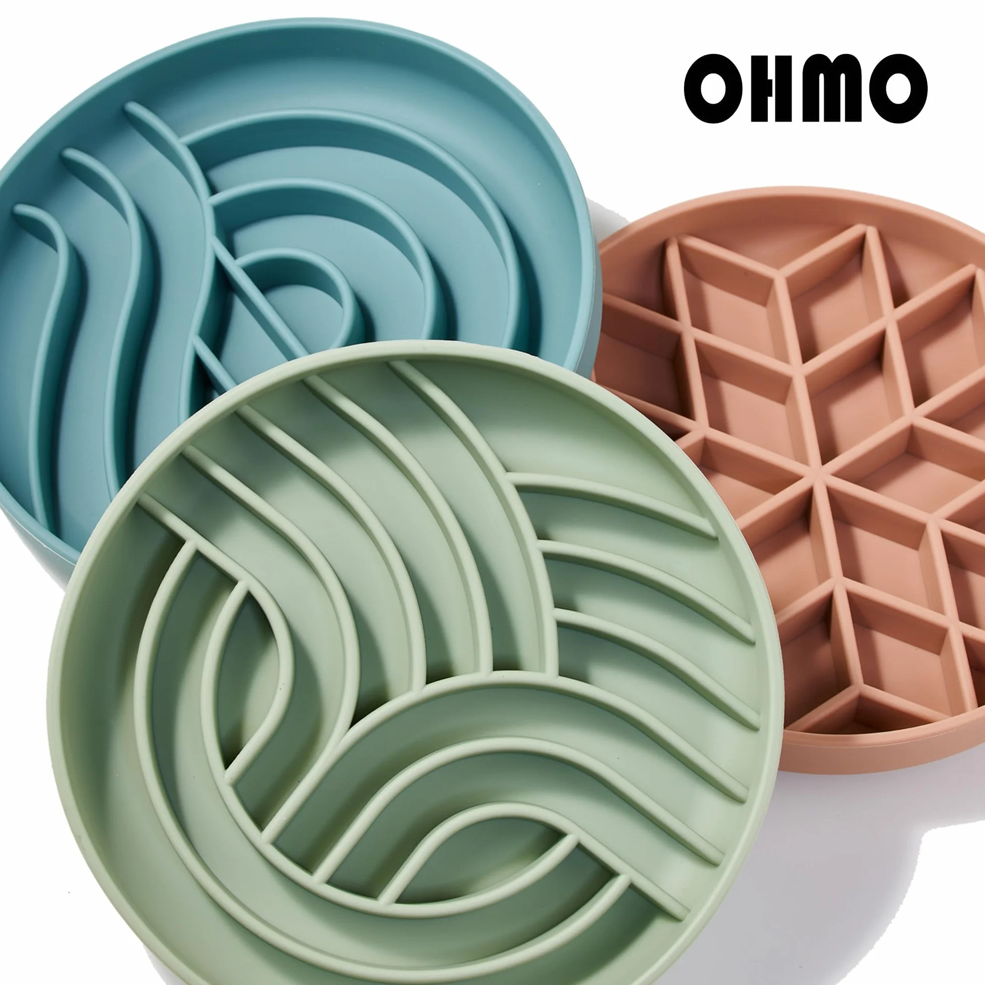 OHMO Slow Feeder miska dla psa, kota (mała, drzewo życia), silikonowa miska na karmę dla szczeniąt z antypoślizgową przyssawką, powolna, dla małych psów, jedzenie, zapobiega zadławieniu, koralowa