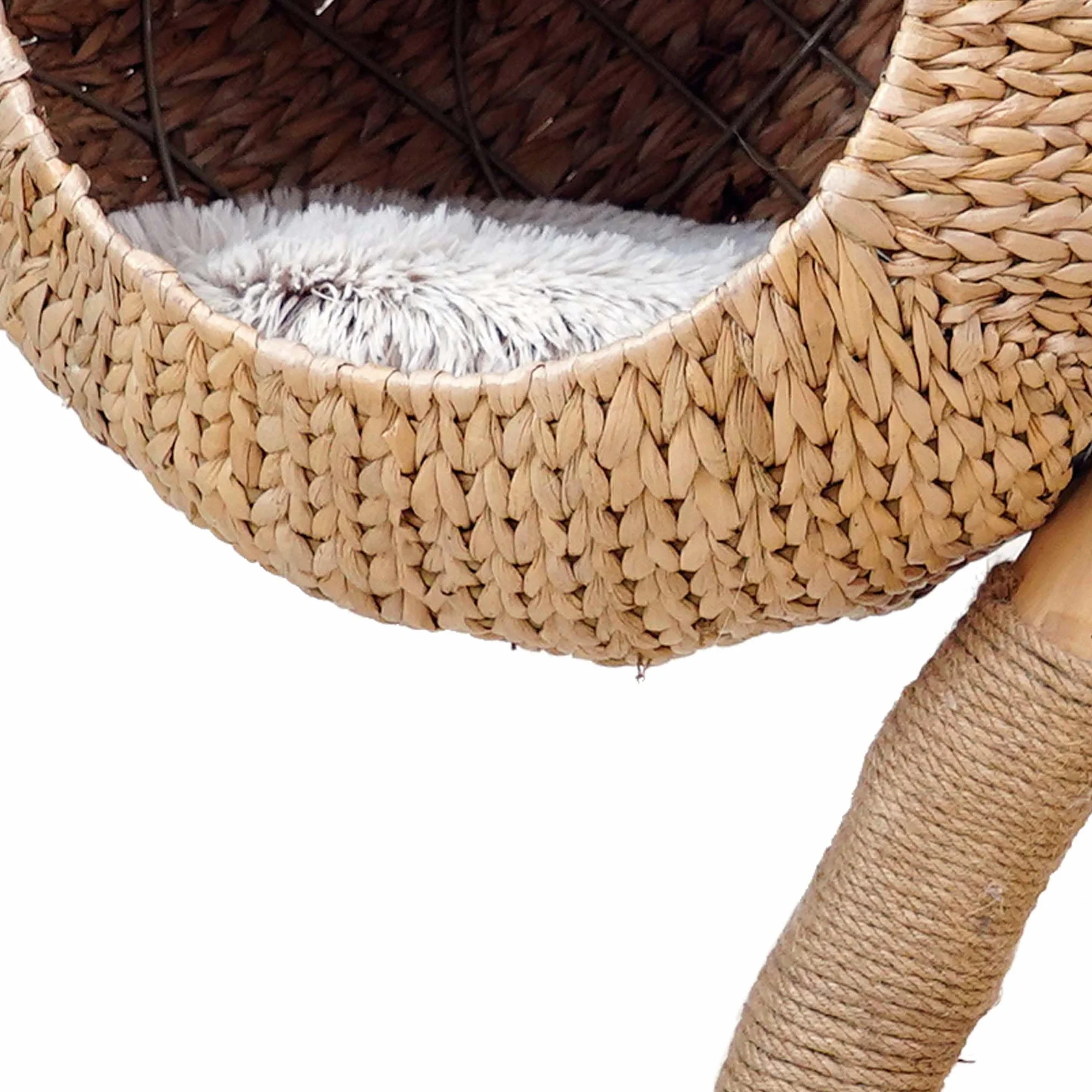 Fudajo Designerski drapak dla kota 83cm w stylu gałęzi z pluszem i koszykiem do leżenia