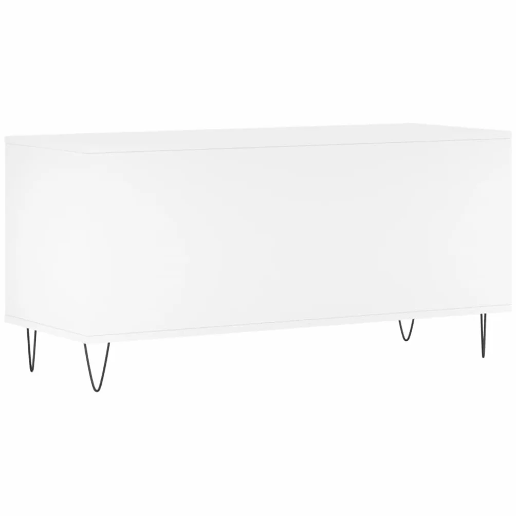 Szafa płytowa, biała, materiał drewnopochodny, 100 x 38 x 48 cm, z żelaznymi nogami, miejsce do przechowywania płyt winylowych, stabilna płyta górna do gramofonu, regału do salonu i organizera