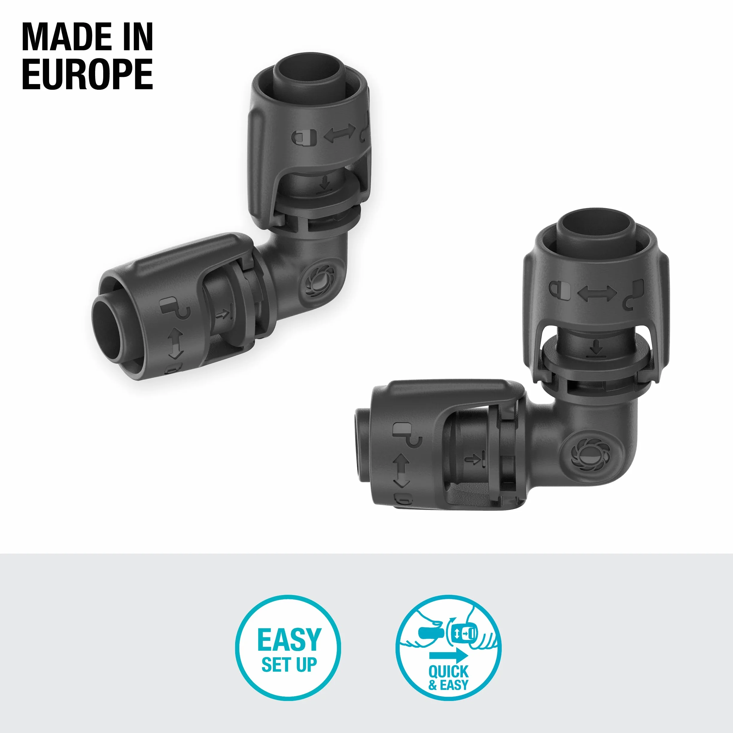 Gardena System Micro-Drip element L 13 mm (1/2 cala): Łącznik rurowy do zmiany kierunku rur instalacyjnych 13 mm, montaż bez narzędzi, możliwość ponownego zastosowania (13202-20)