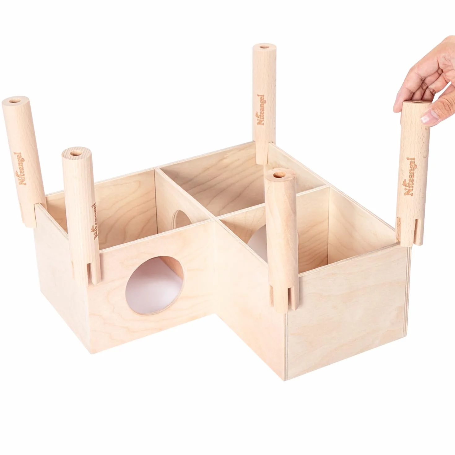 Niteangel Zestaw skrzynek bukowych labirynt 5 sztuk 14 cm