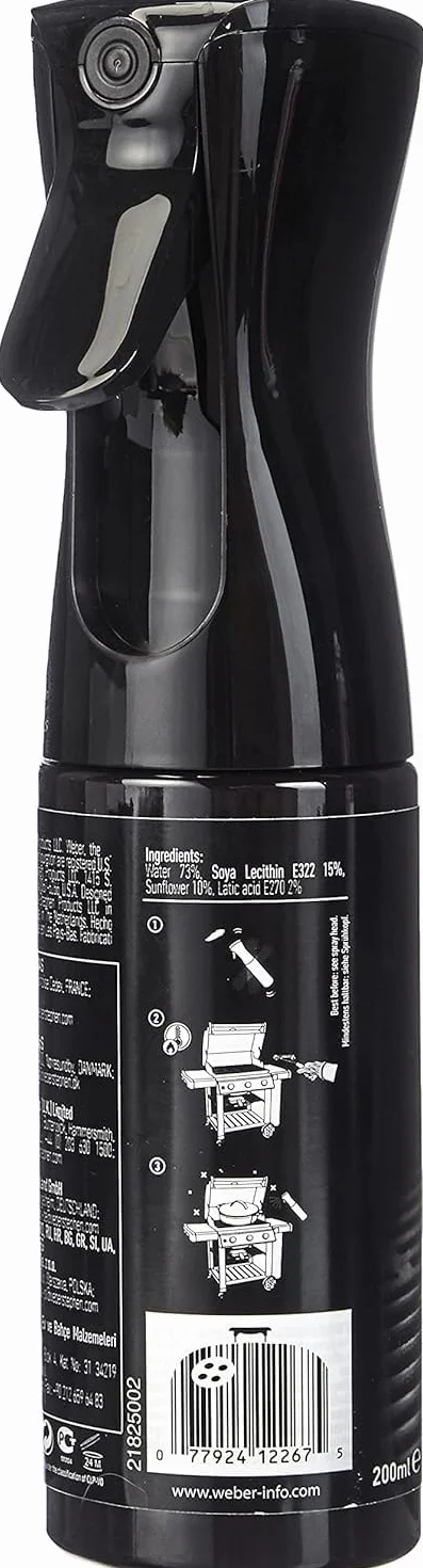 Weber Spray ochronny do żeliwa 200ml, delikatny spray mgiełkowy, Chroni ruszty grillowe i inne elementy żeliwne przed rdzą, Bez substancji szkodliwych, Neutralny w smaku (17889)