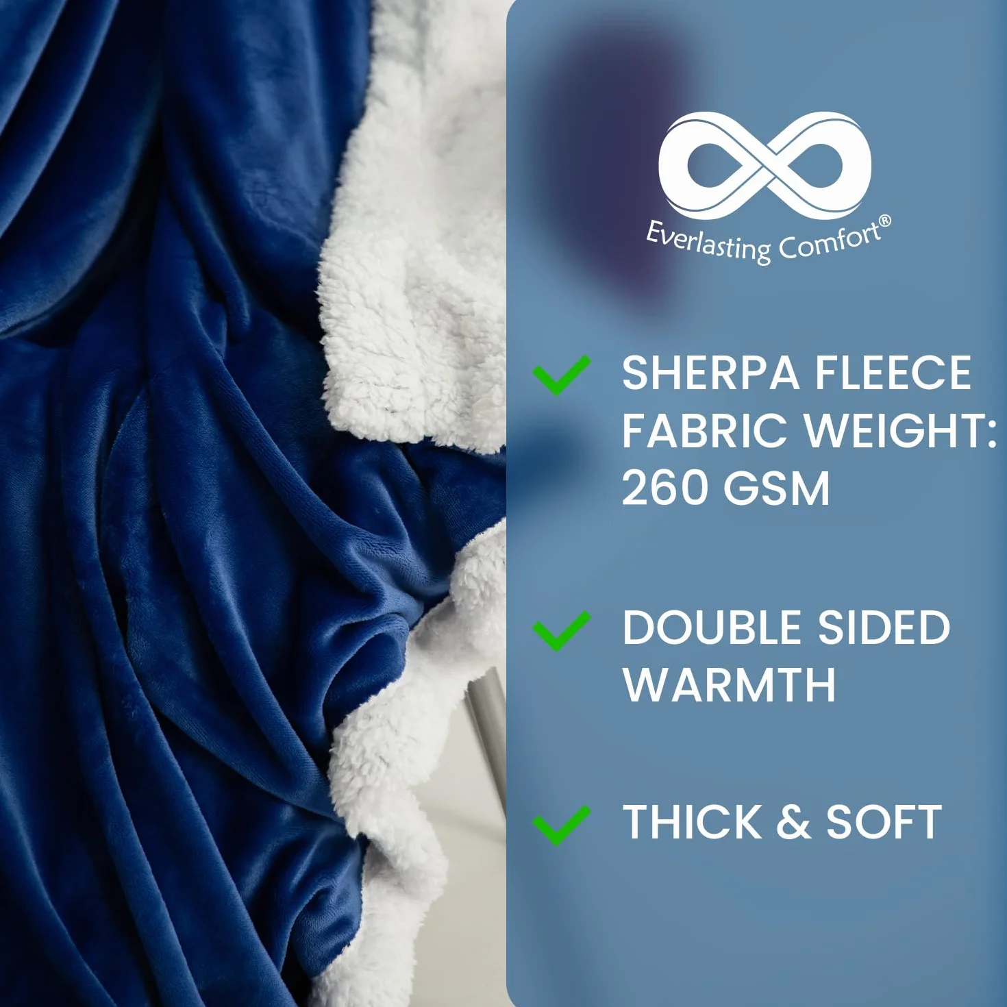 Everlasting Comfort Plush Sherpa Fleece Blanket - Dual Sided, Reversible Sherpa Throw Blanket - Warm, Comfy, Ultra Soft Throw Blanket