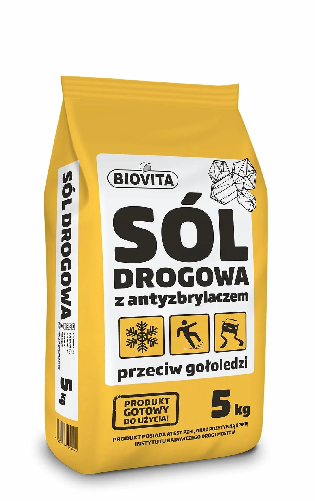 Sól do rozmrażania lodu ze środkiem zapobiegającym blokowaniu, 5 kg – sól do odśnieżania na zimę