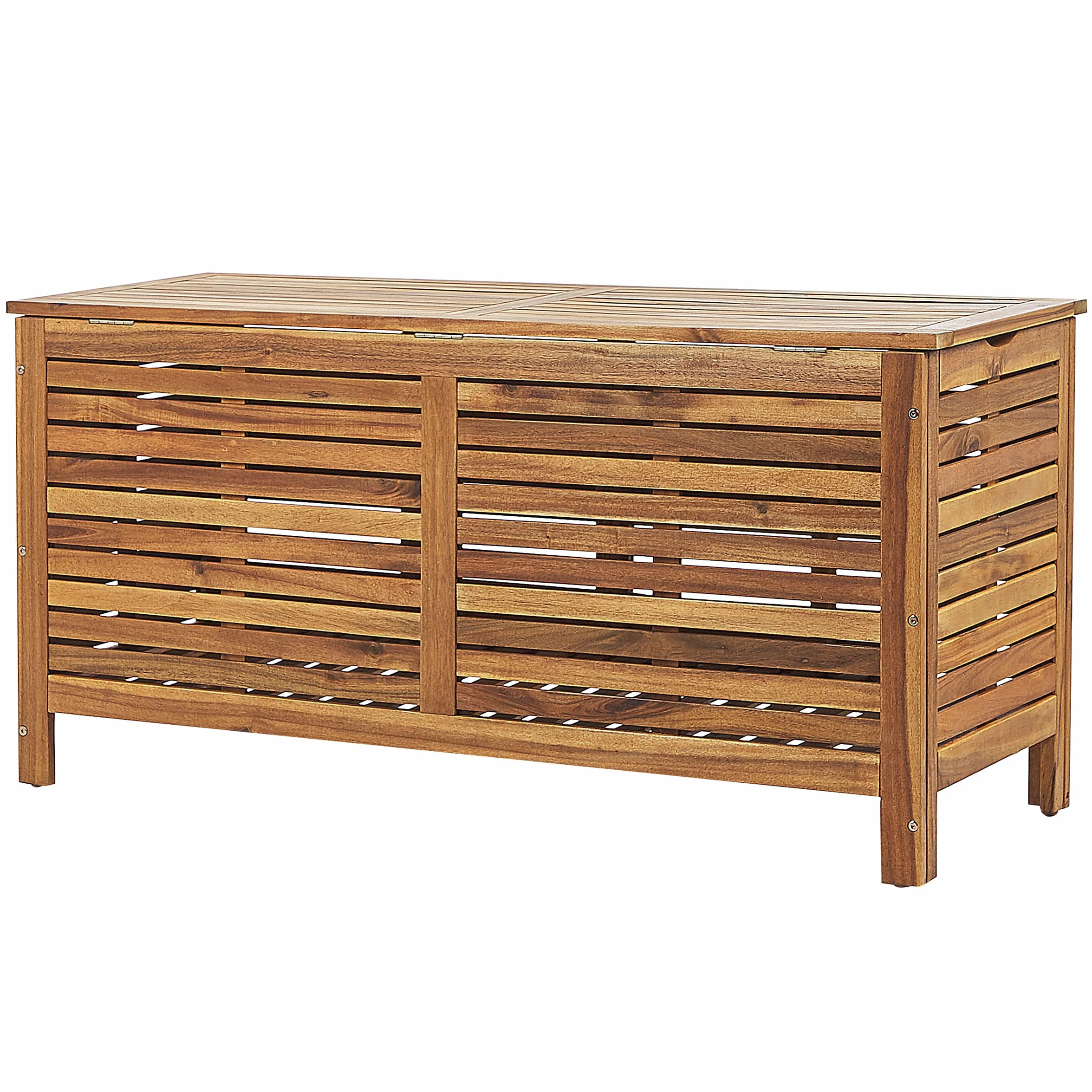 Skrzynia ogrodowa jasnobrązowy akacja pokrywa na zewnątrz 130 x 64 cm Riviera