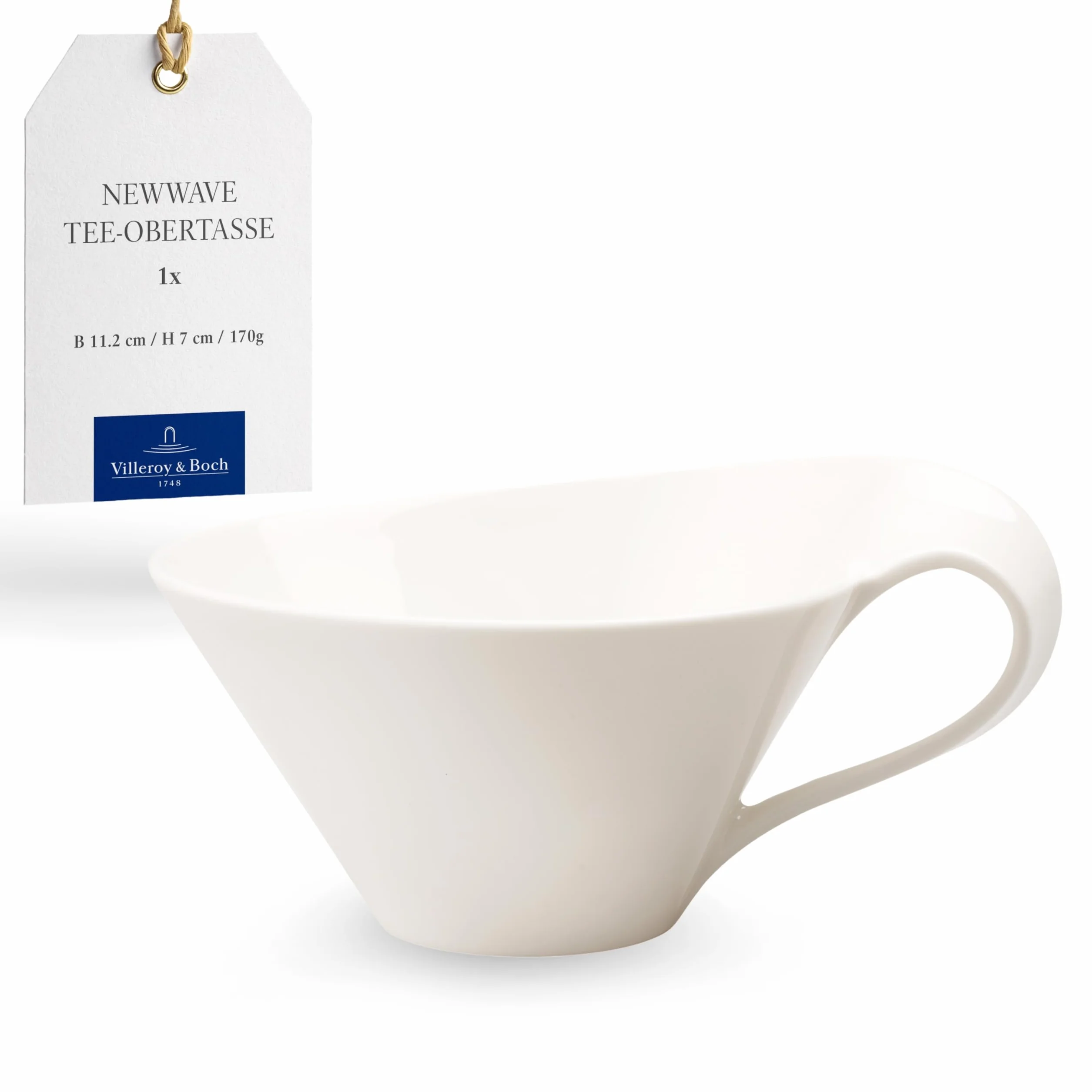 Villeroy & Boch Newwave Biała filiżanka do herbaty z uchwytem, nadaje się do mycia w zmywarce, do kuchenki mikrofalowej, specjalna filiżanka do herbaty, filiżanka do kawy, filiżanka do kawy, kubek na