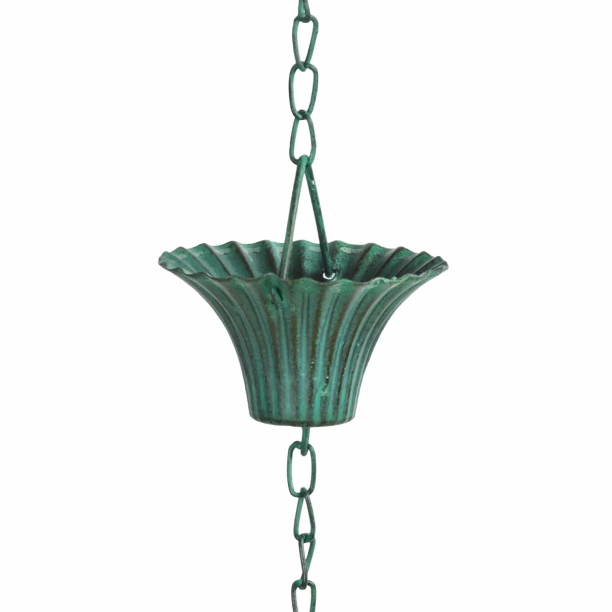 Esschert Design Łańcuch do wody deszczowej zielony splot, z materiału "żelazo", 7,9 x 7,9 x 254,0 cm