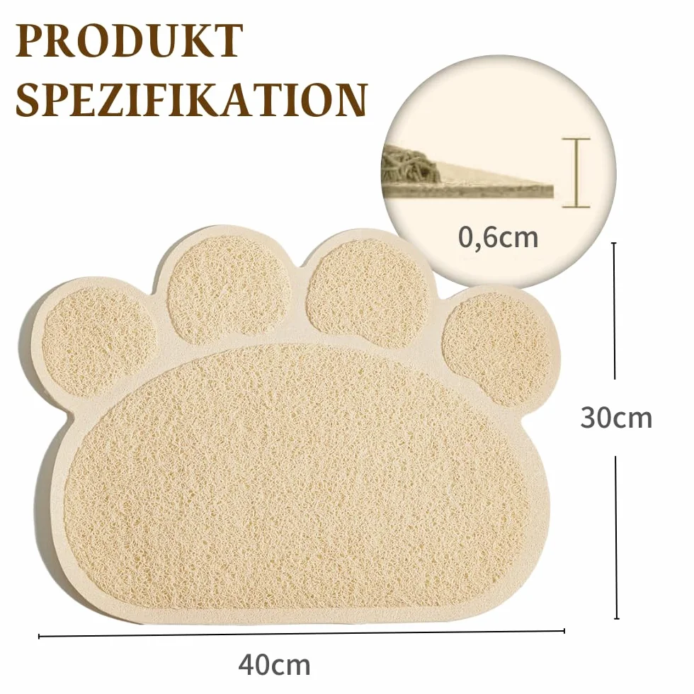 Mata do kuwety dla kotów 40x30 cm wodoodporna antypoślizgowa PVC podkładka pod żwirek beżowa