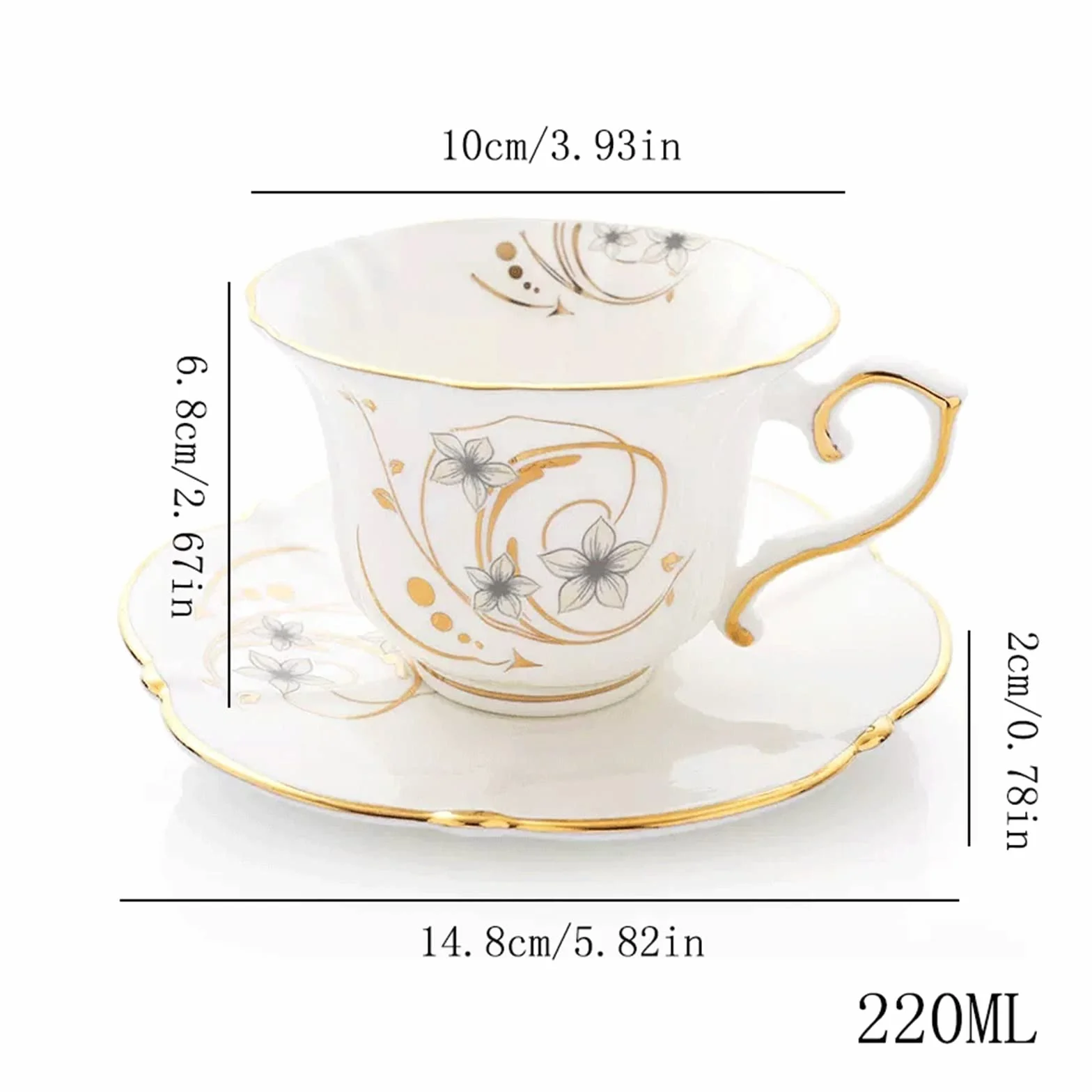 Filiżanka herbaty Popołudniowa herbata Czarna Kubek Ceramiczny zestaw filiżanek do kawy Wykwintny z porcelany kostnej(Pink)