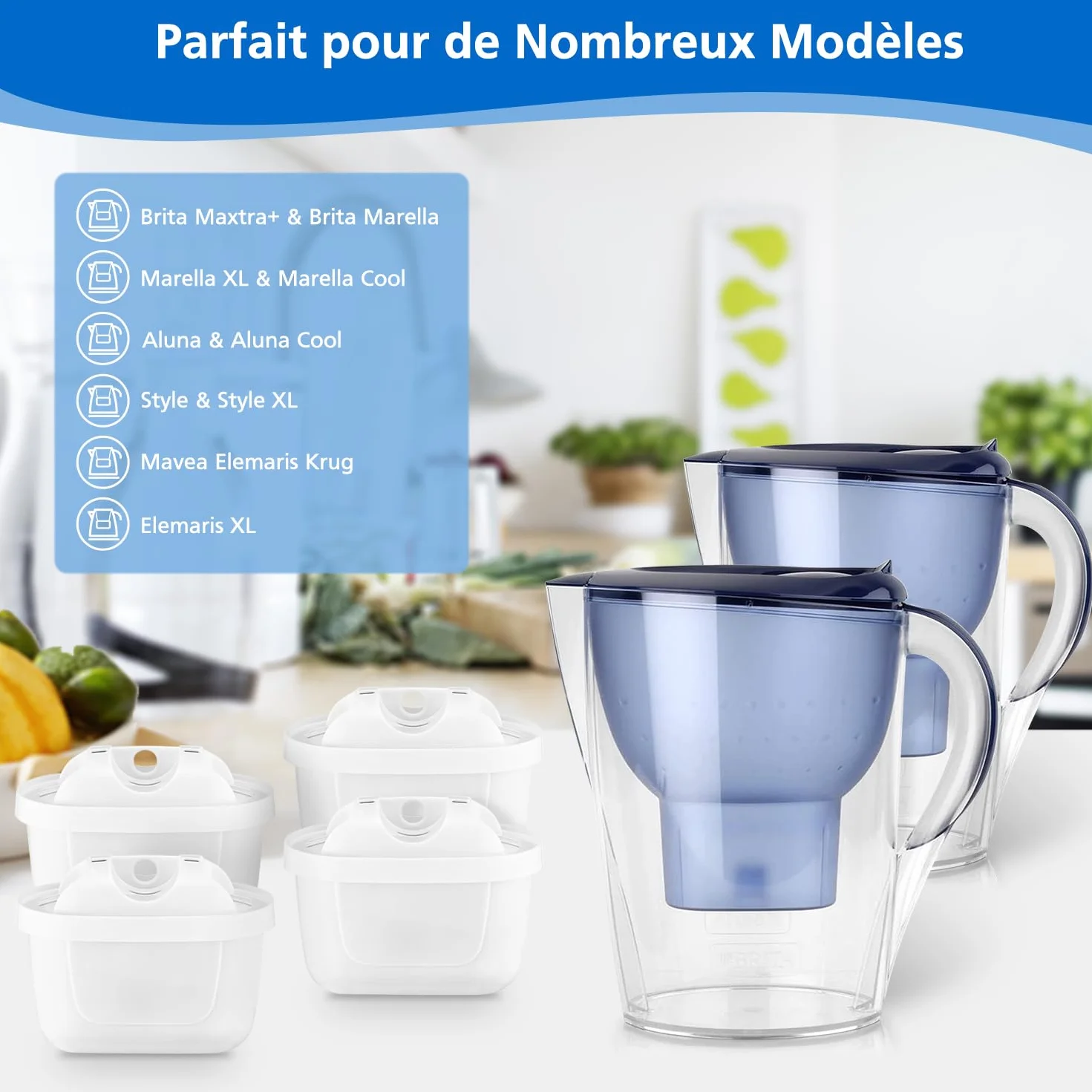 isinlive Zestaw 12 filtrów do wody do wkładów filtrujących do wody Brita Maxtra+, do Style, Mavea Elemaris XL zbiornik na wodę