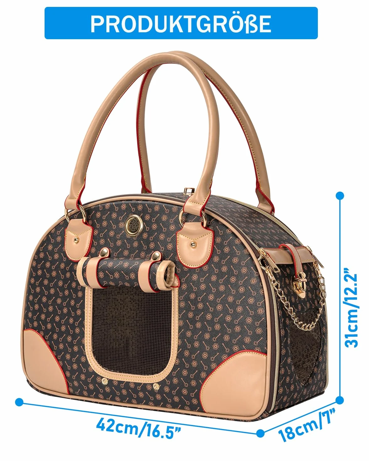 OUUTMEE Torba dla psa, przenośna, 42 x 18 x 31 cm, torba transportowa dla psów, do 4 kg, nadaje się do transportu małych psów i kotów na wycieczki
