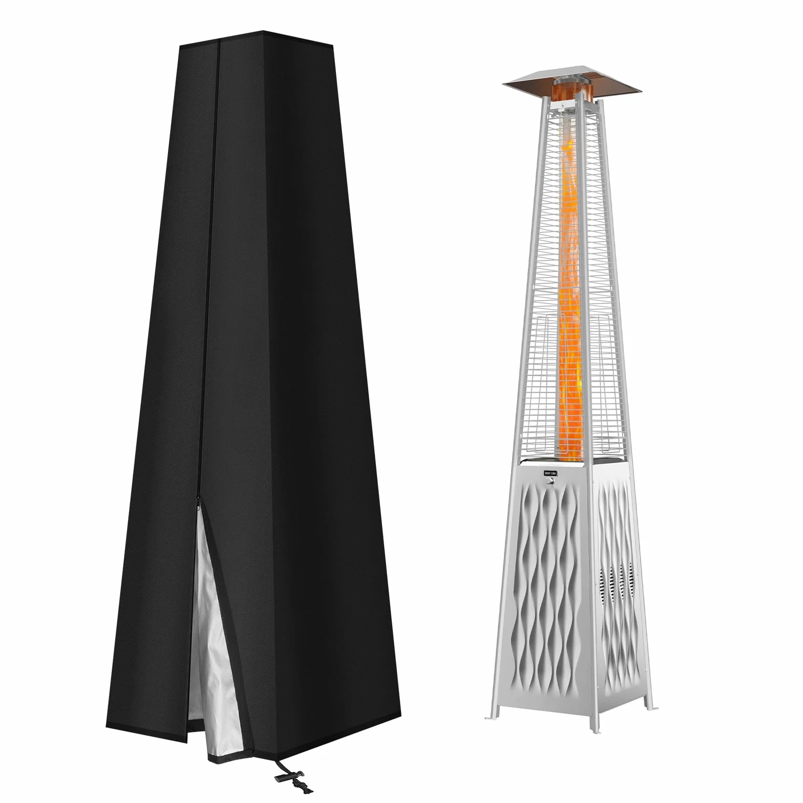 AOOWU Wodoodporny pokrowiec ochronny na taras, 210D Oxford Heater Cover with Cordn and Long Zipper, Protective Cover For Pyramidal Terrace Fiers (221X61X53CM)