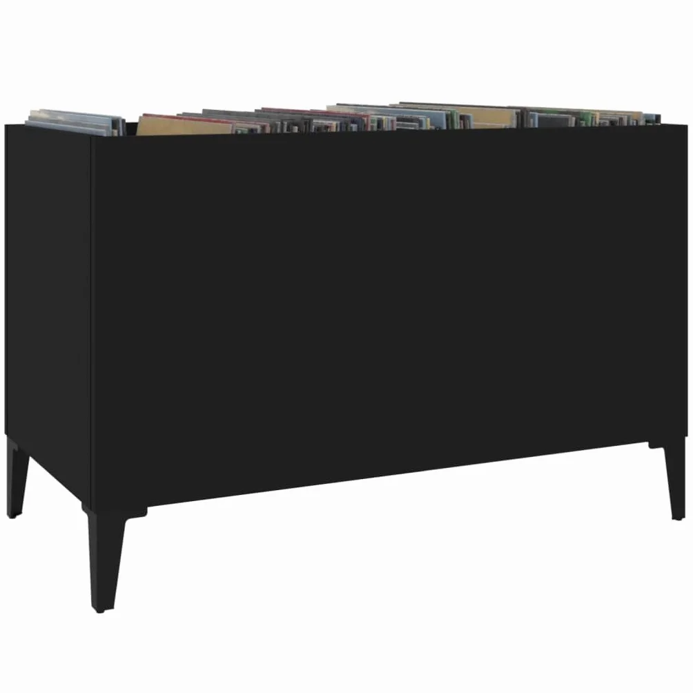 Hothingwell Szafka na płyty czarna 74,5 x 38 x 48 cm z drewna inżynieryjnego, szafka do przechowywania płyt winylowych z przestronnymi półkami, idealna jako szafka boczna do salonu lub szafka do
