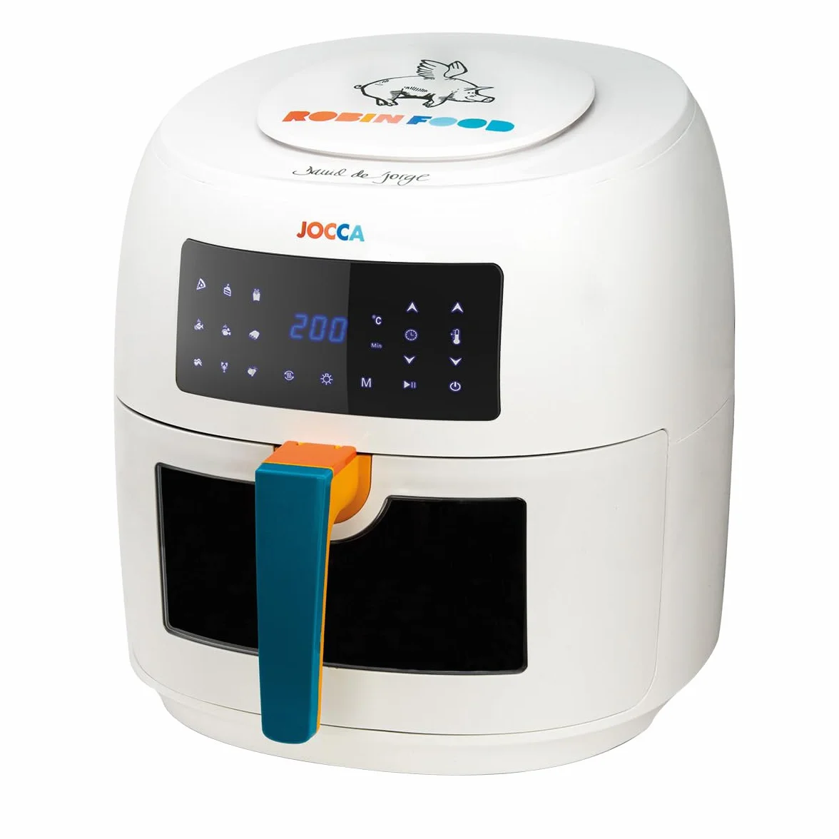 Jocca - Frytkownica na gorące powietrze 7,4 l Robin Food | Frytkownica bezolejowa z oknem Chef David de Jorge| Air Fryer | 1800 W moc | Zabezpieczenie przed przegrzaniem | Ekran dotykowy LED