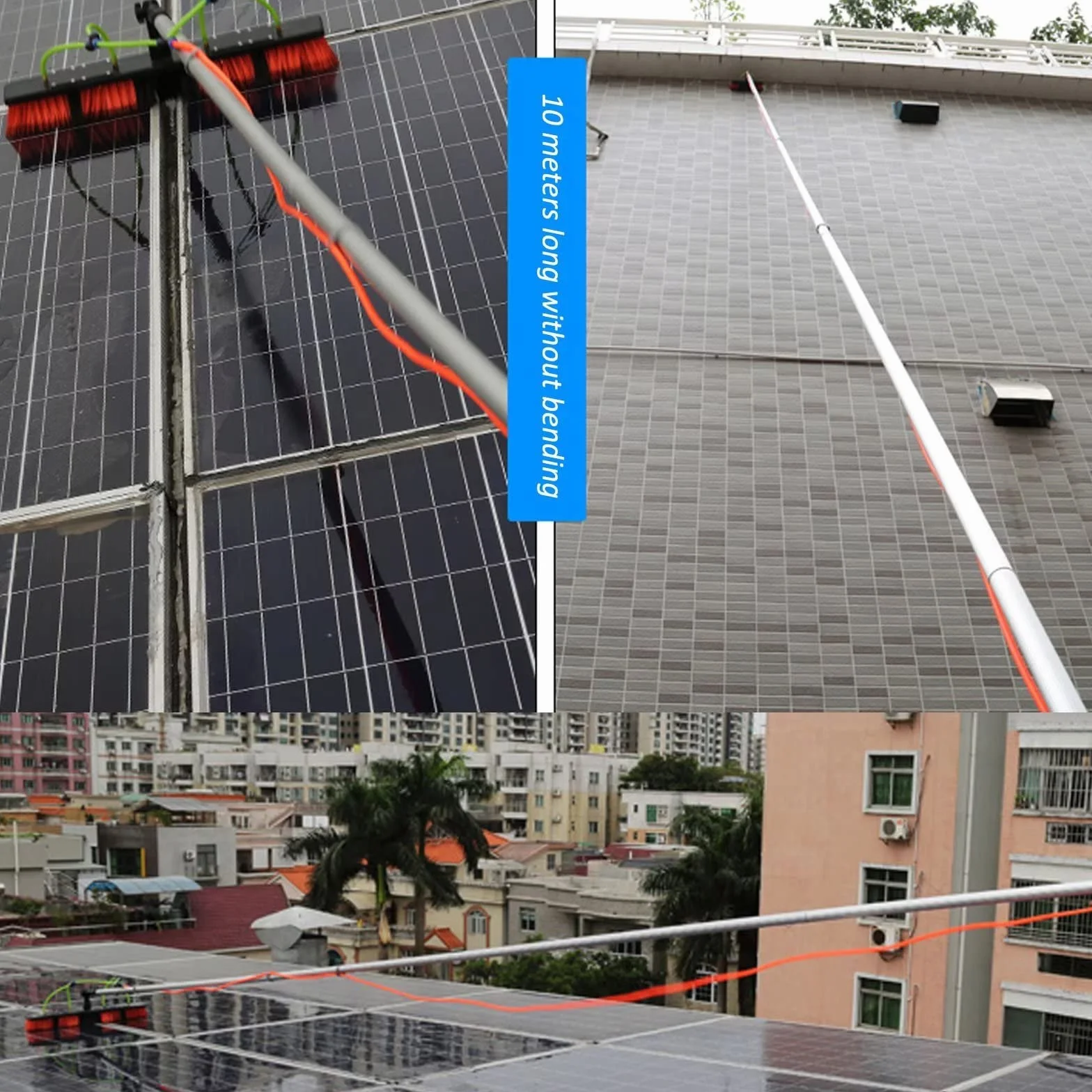 Szczotka do czyszczenia okien 12 m, idealna do konserwacji paneli słonecznych i pielęgnacji dachu szklarni, głowica 10 m zapewnia wydajne czyszczenie i długi zasięg