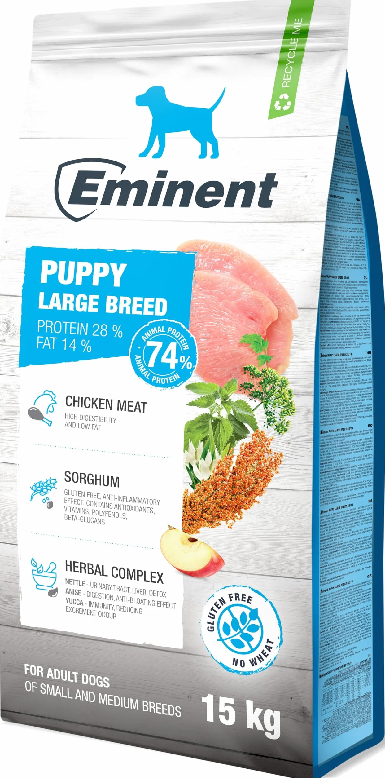 Eminent Puppy Large Breed (1 x 15 kg) | Karma dla psów High Premium, sucha karma dla szczeniaków, ciężarnych i karmiących suk dużych i ogromnych ras