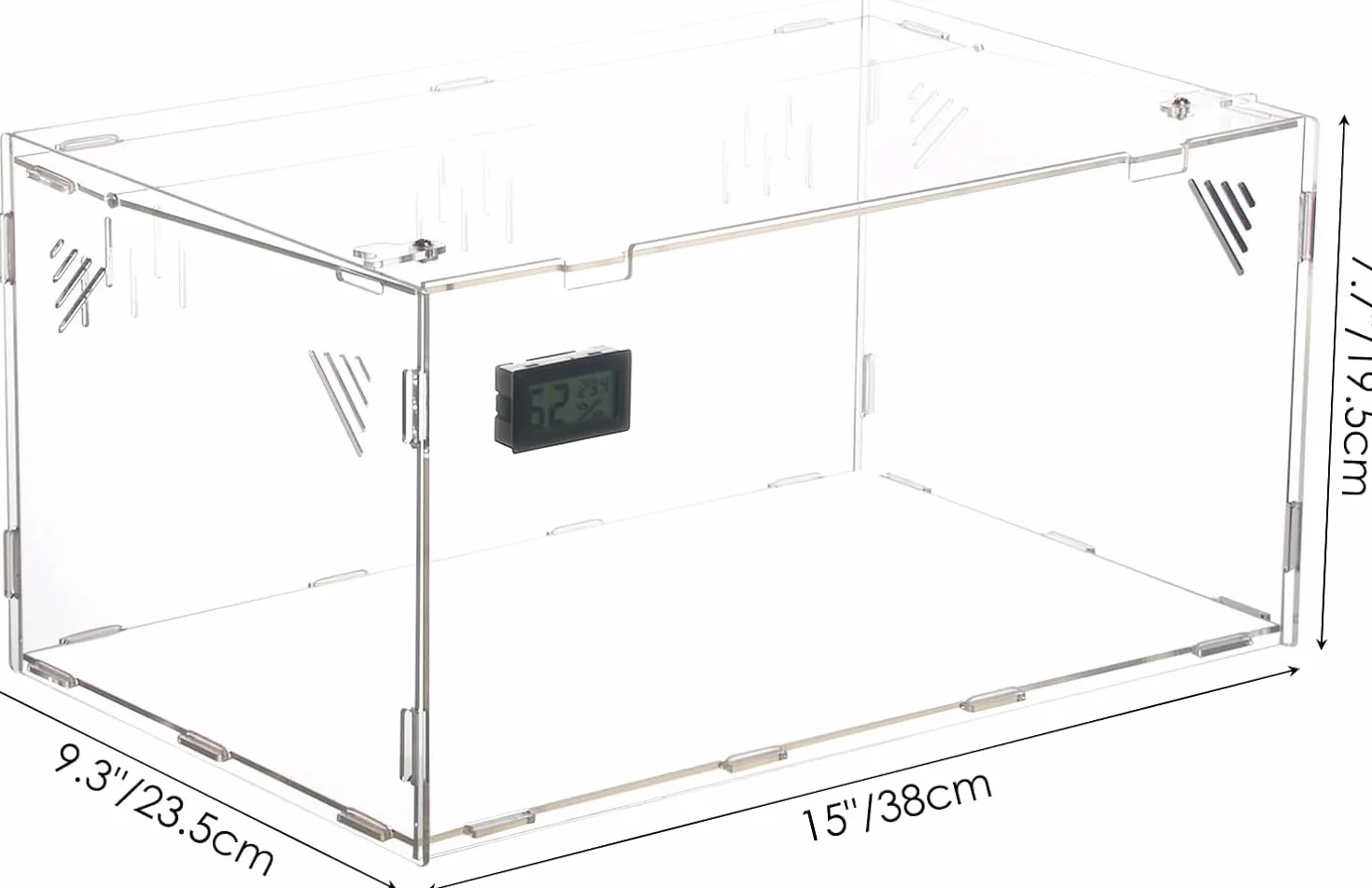 Akrylowe terrarium z higrometrem 40x25x20 cm dla gadów pająków gekonów