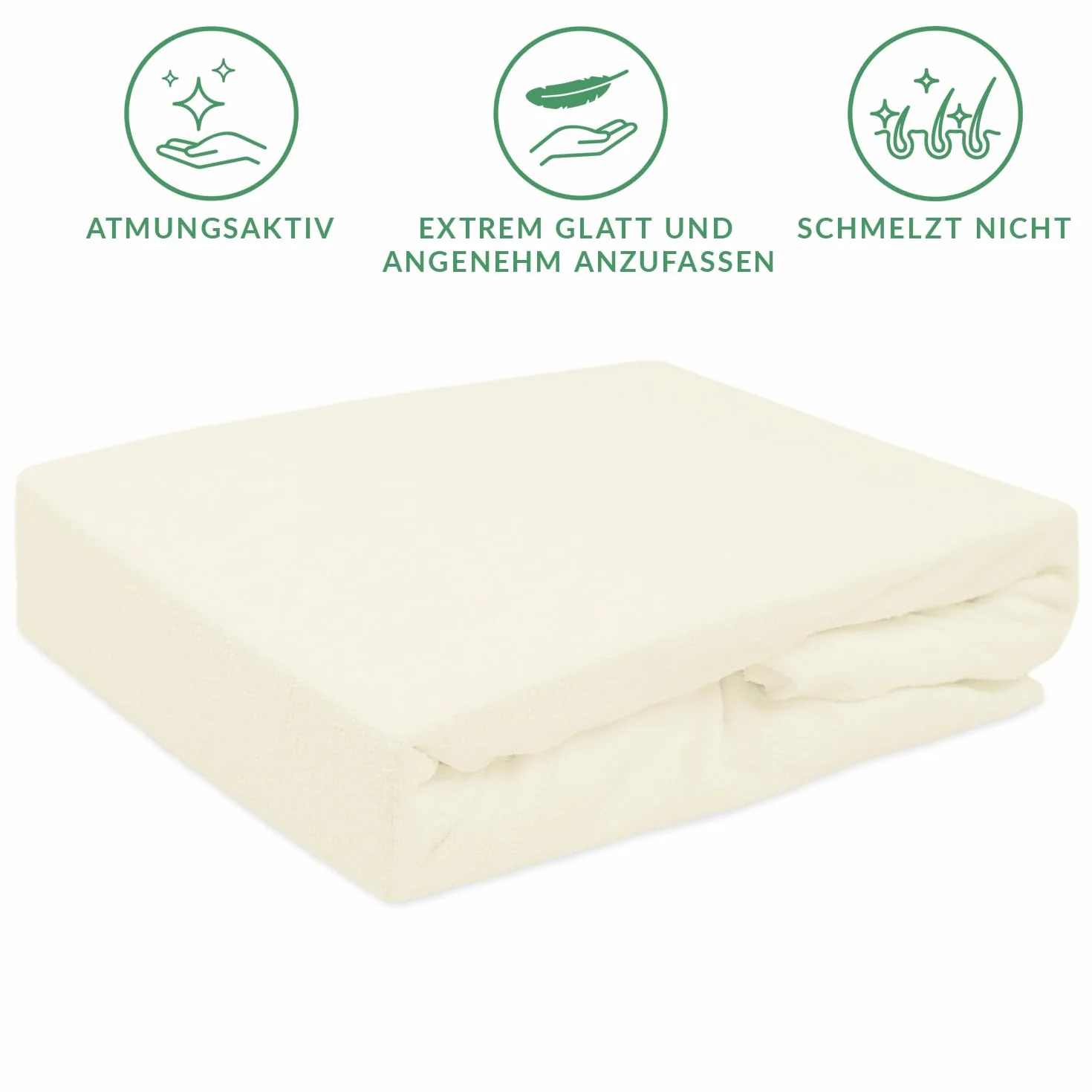 Prześcieradło z gumką frotte – miękkie prześcieradło z gumką – wysoka gramatura 155 g/m2 – wysokość materaca do 20 cm (Ecru, 160 x 200)