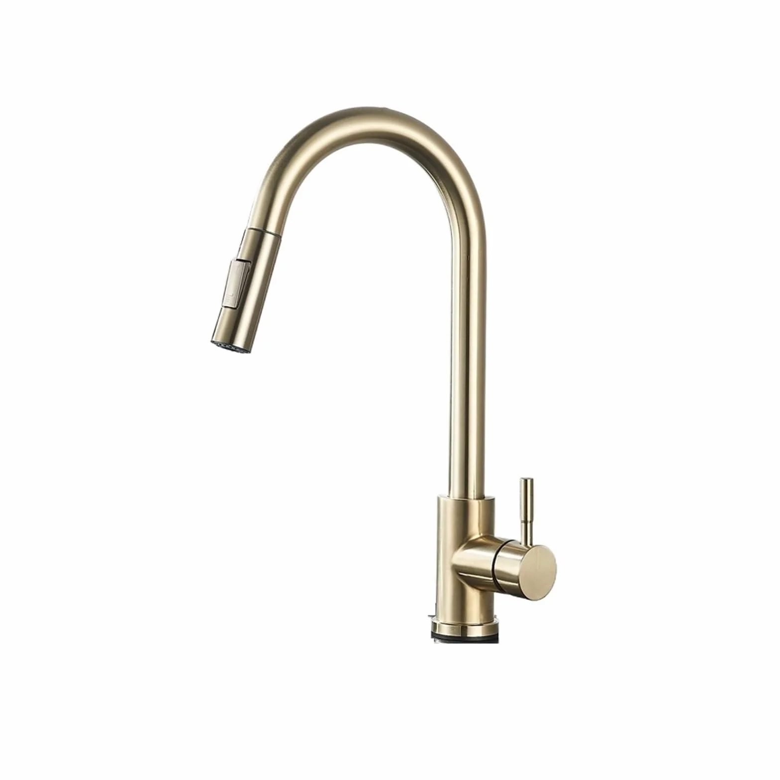 Bateria Z WyciąGaną Wylewką Bateria Kuchenna Dwie Funkcje Pojedynczy Uchwyt Wyciągany Mikser Ciepła I Zimna Woda Krany Montowane Na Pokładzie łAtwy Montaż(Brushed Gold)