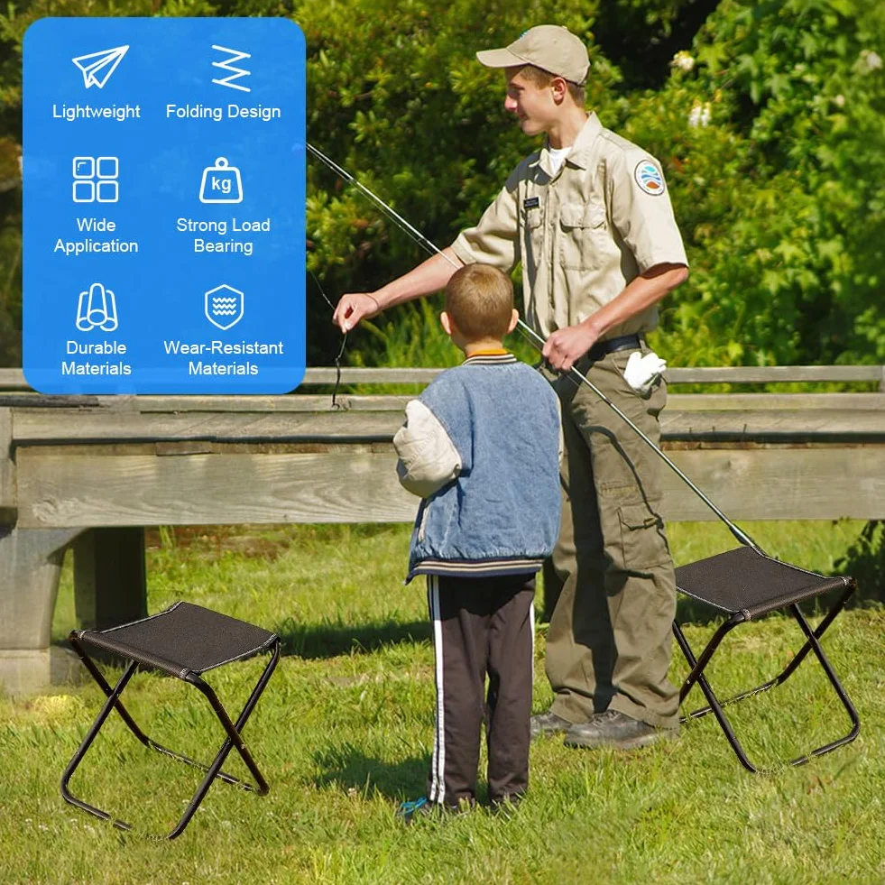 Składany stołek kempingowy, przenośny, mini taboret składany i lekki taboret składany, taboret ogrodowy na podróż, wędrówki, do ogrodu, wędkowania, grillowania, na plażę, z workiem do