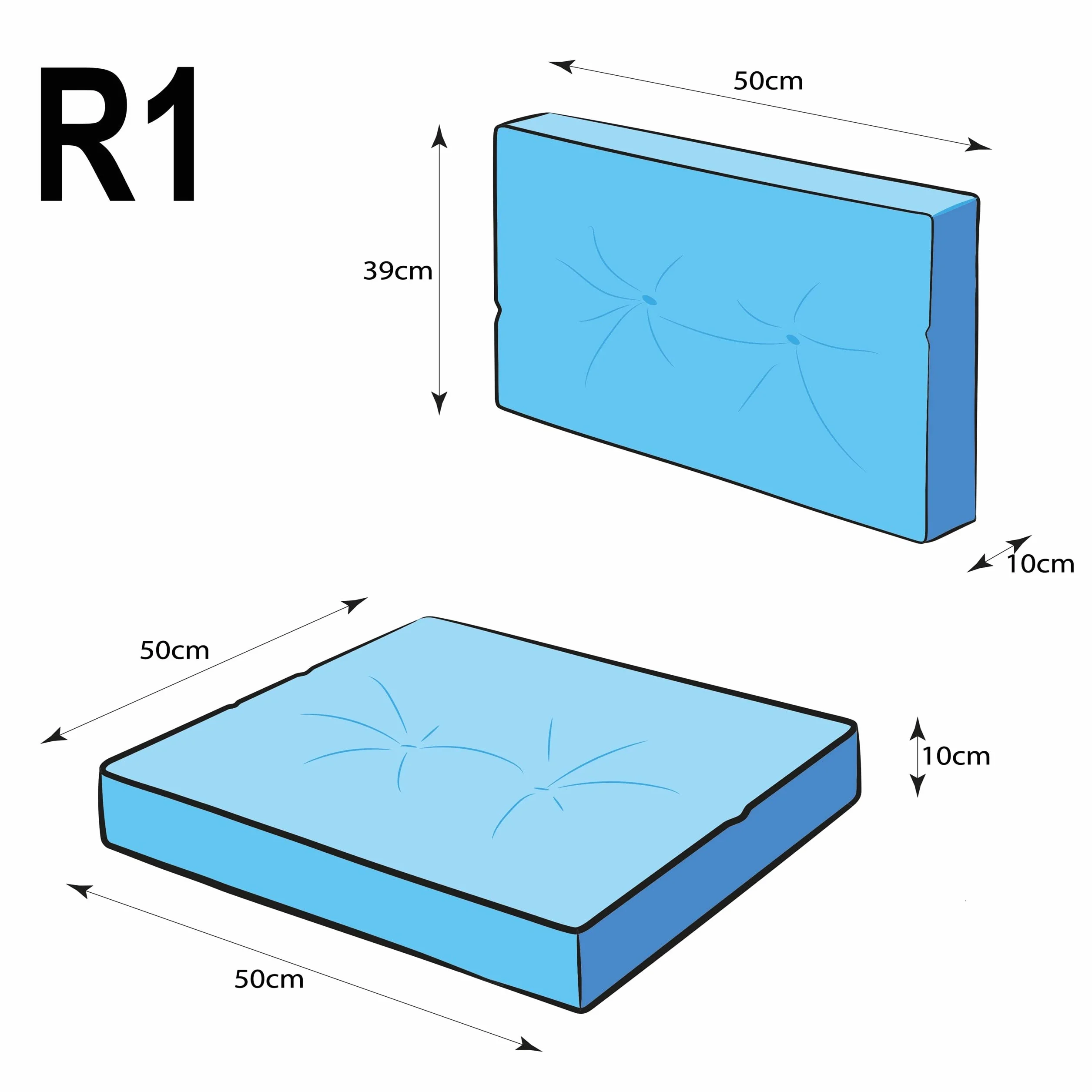 PillowPrim PillowPrim, Poduszki na palety, poduszka na krzesło, fotel rattanowy, do użytku na zewnątrz, poduszka do siedzenia, poduszka na krzesło, meble rattanowe, grafitowa, 50 x 50 cm