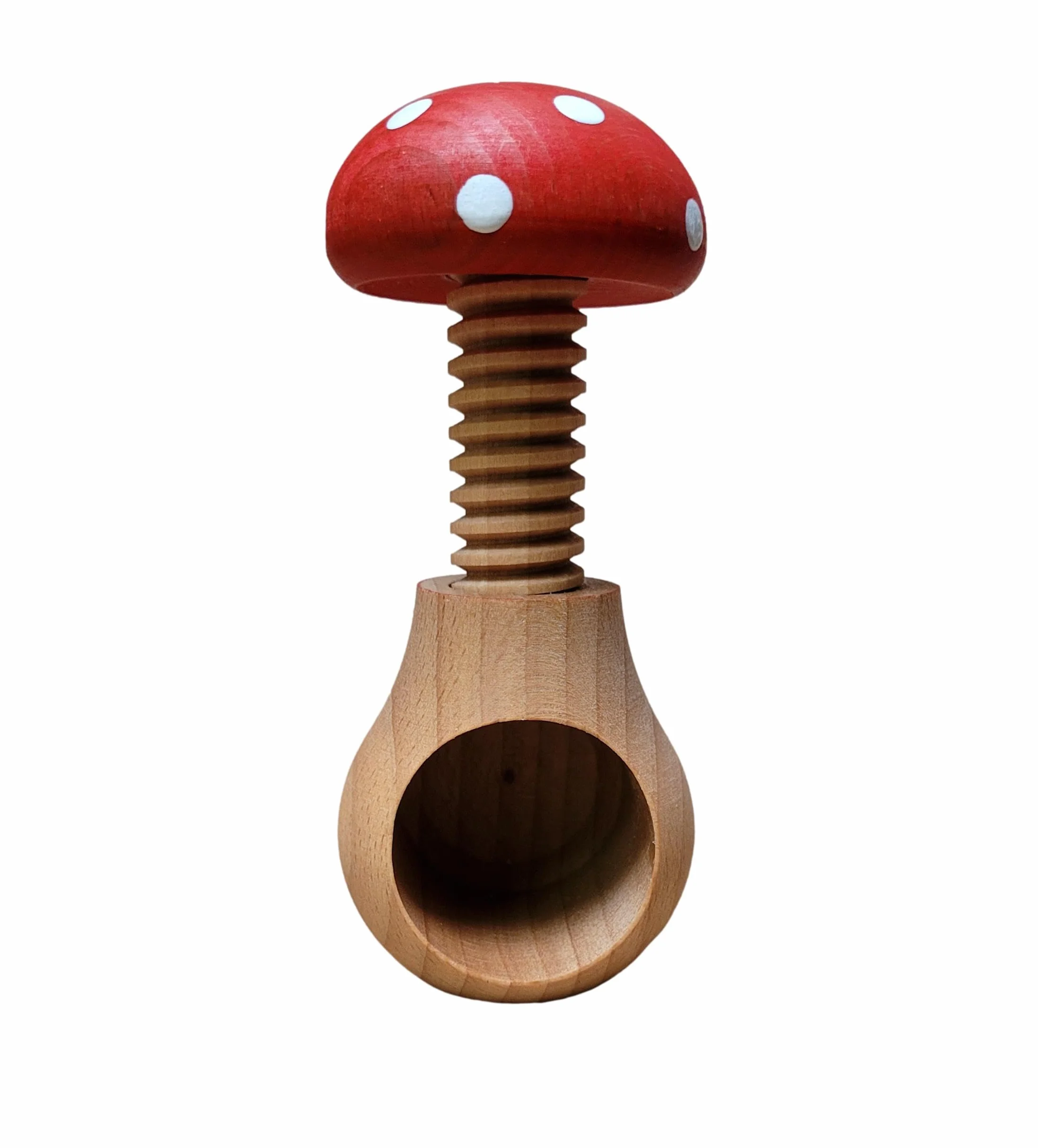 Wooden World Zestaw 2 dziadków do orzechów ciemnobrązowych i muchomora z naturalnego drewna bukowego – bardzo solidny grzyb