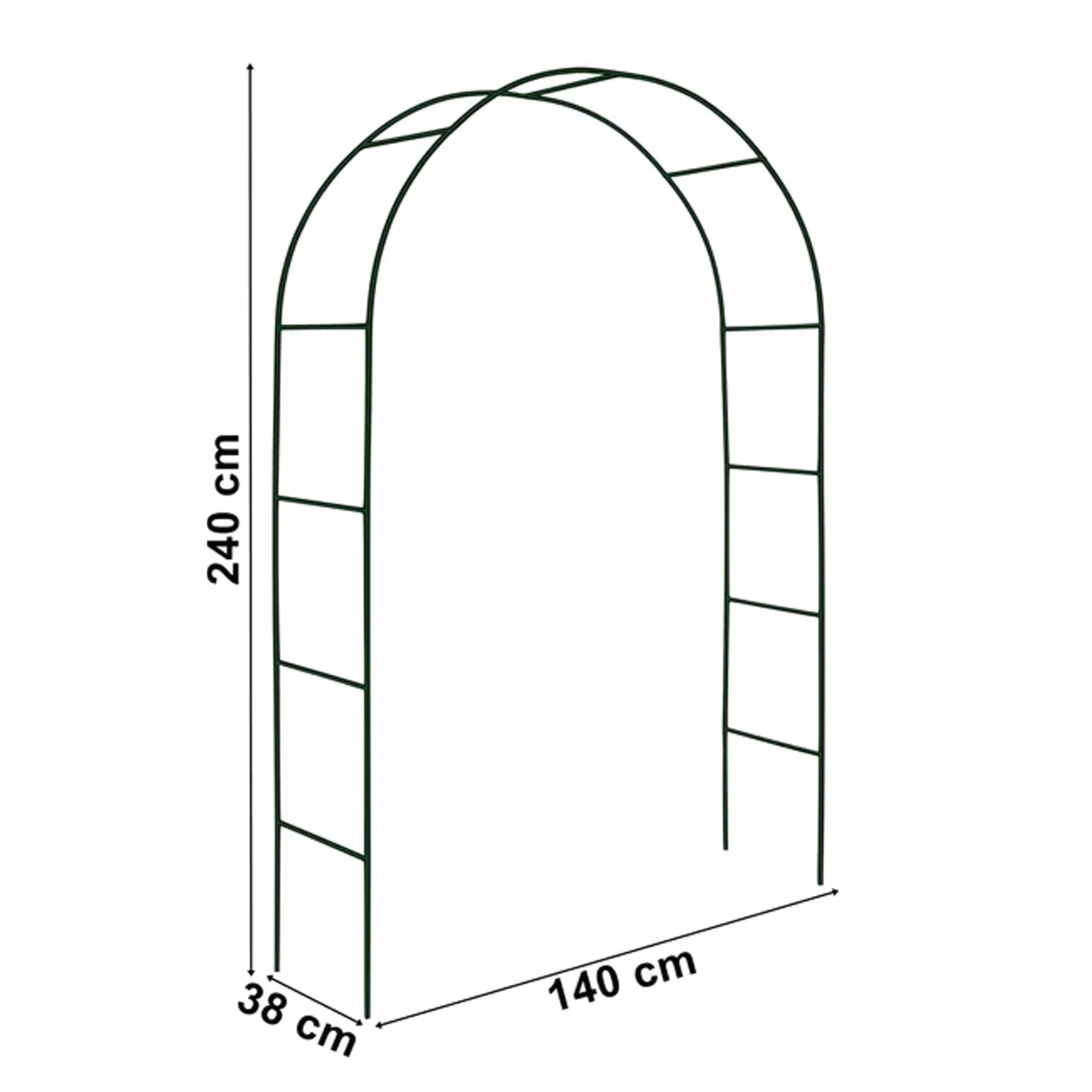 Metalowy łuk pergoli ogrodowej 240 x 140 cm – podpora dla róż, bluszczu i roślin pnących – dekoracyjna brama do dróg i wejść