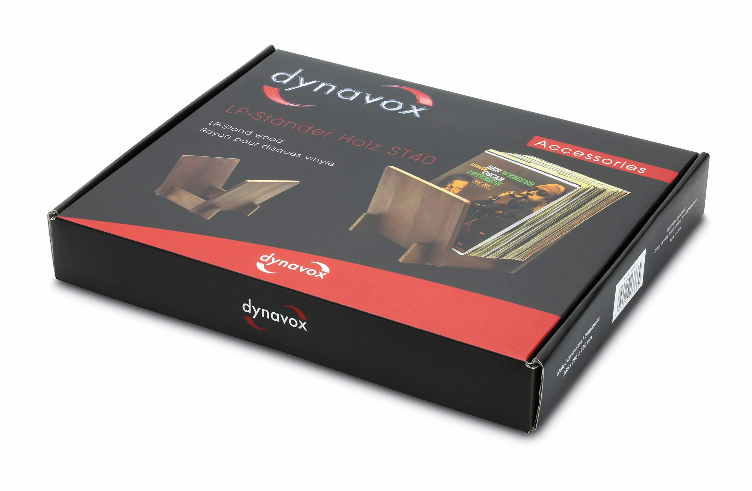 Dynavox LP-Ständer ST40, pudełko do przechowywania płyt winylowych z drewna sosnowego, do 40 płyt LP's i Singles, jasnobrązowe