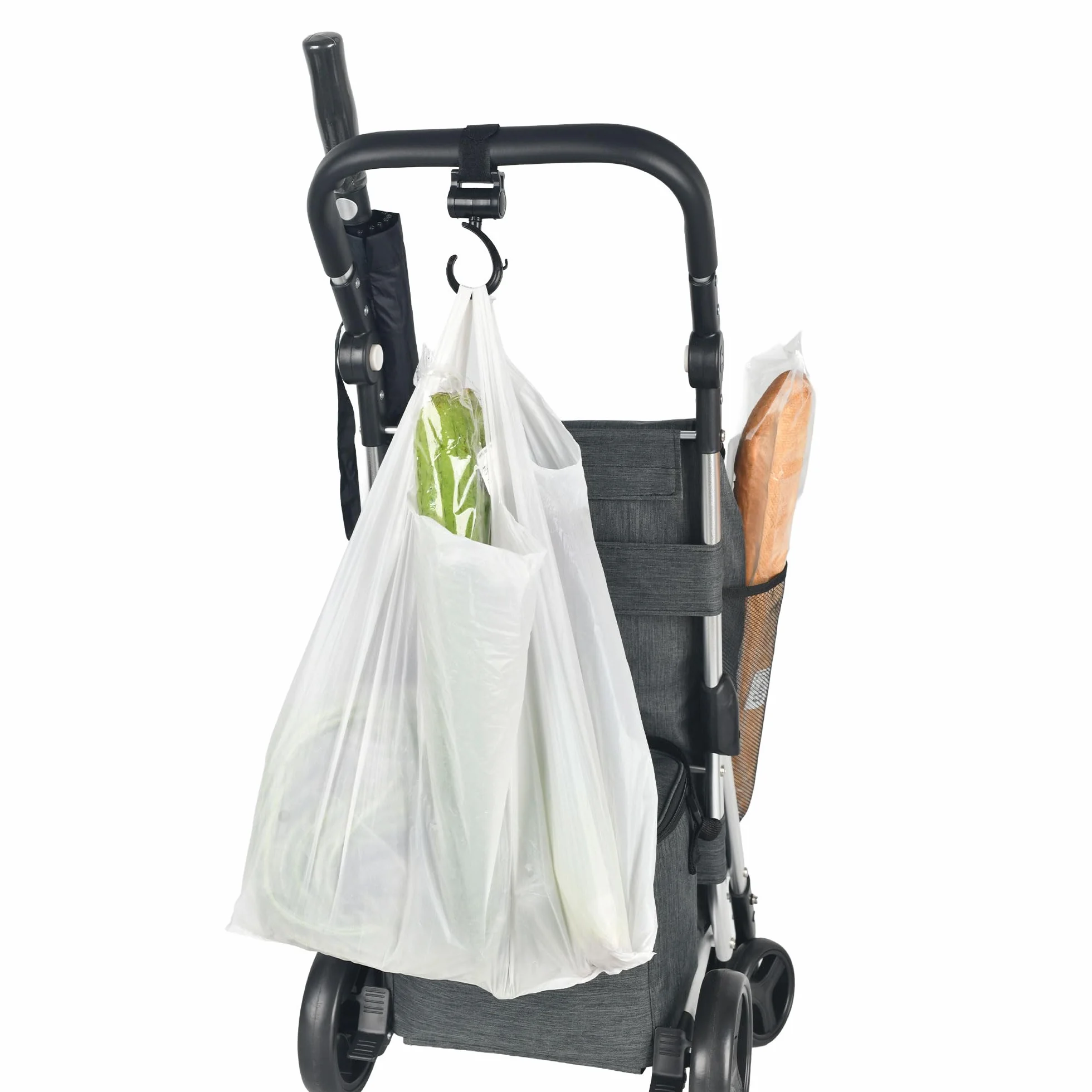 JATA HCAR2502 wózek na zakupy 4 kółka 40 l z torbą chłodzącą do mrożonek, 2 kółka obrotowe o 360°, składany wózek z hamulcem, aluminiowe podwozie