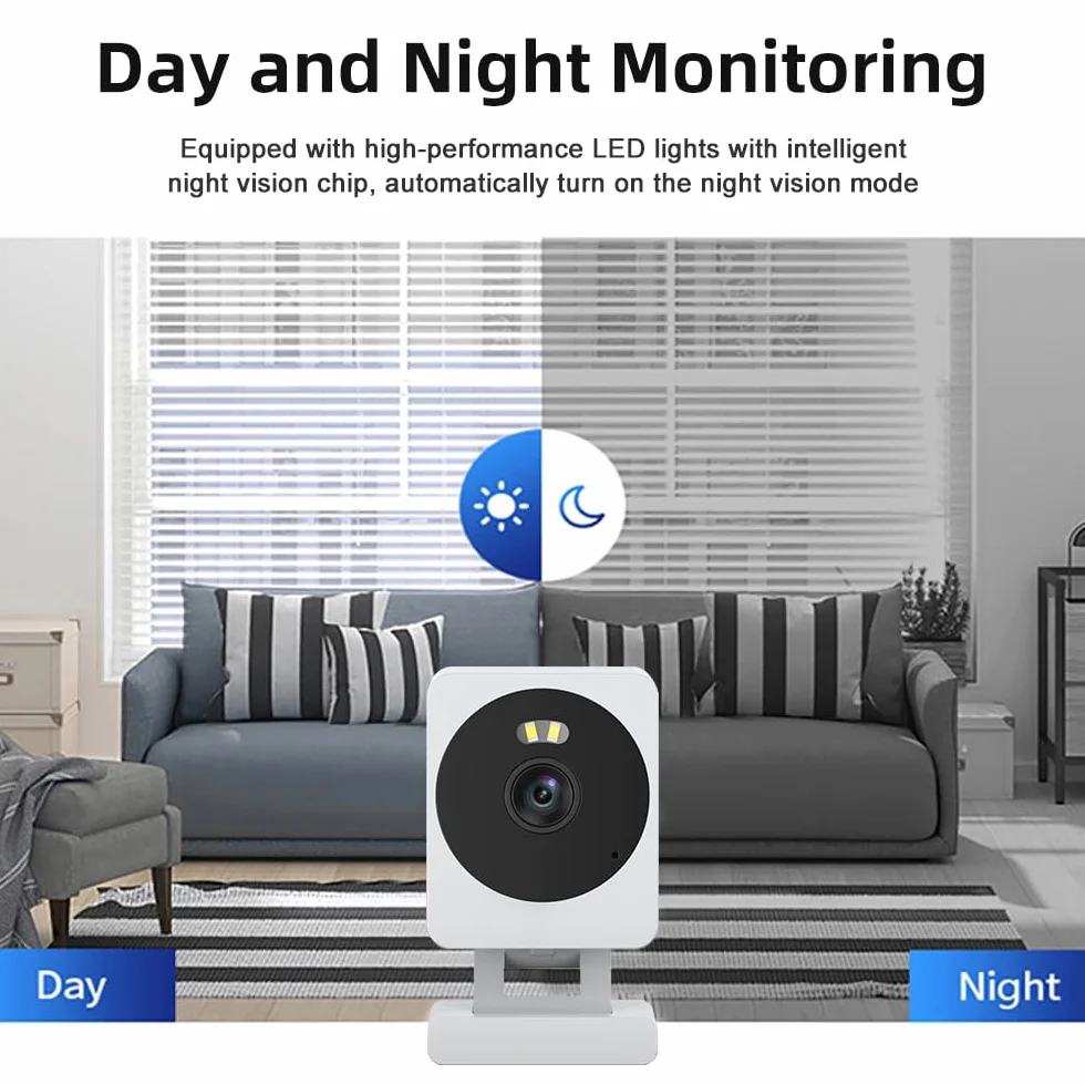 Tuya Smart 2K WiFi kamera nadzorująca zewnętrzna z noktowizorem kolor, czujnikiem ruchu PIR i kartą pamięci 64G