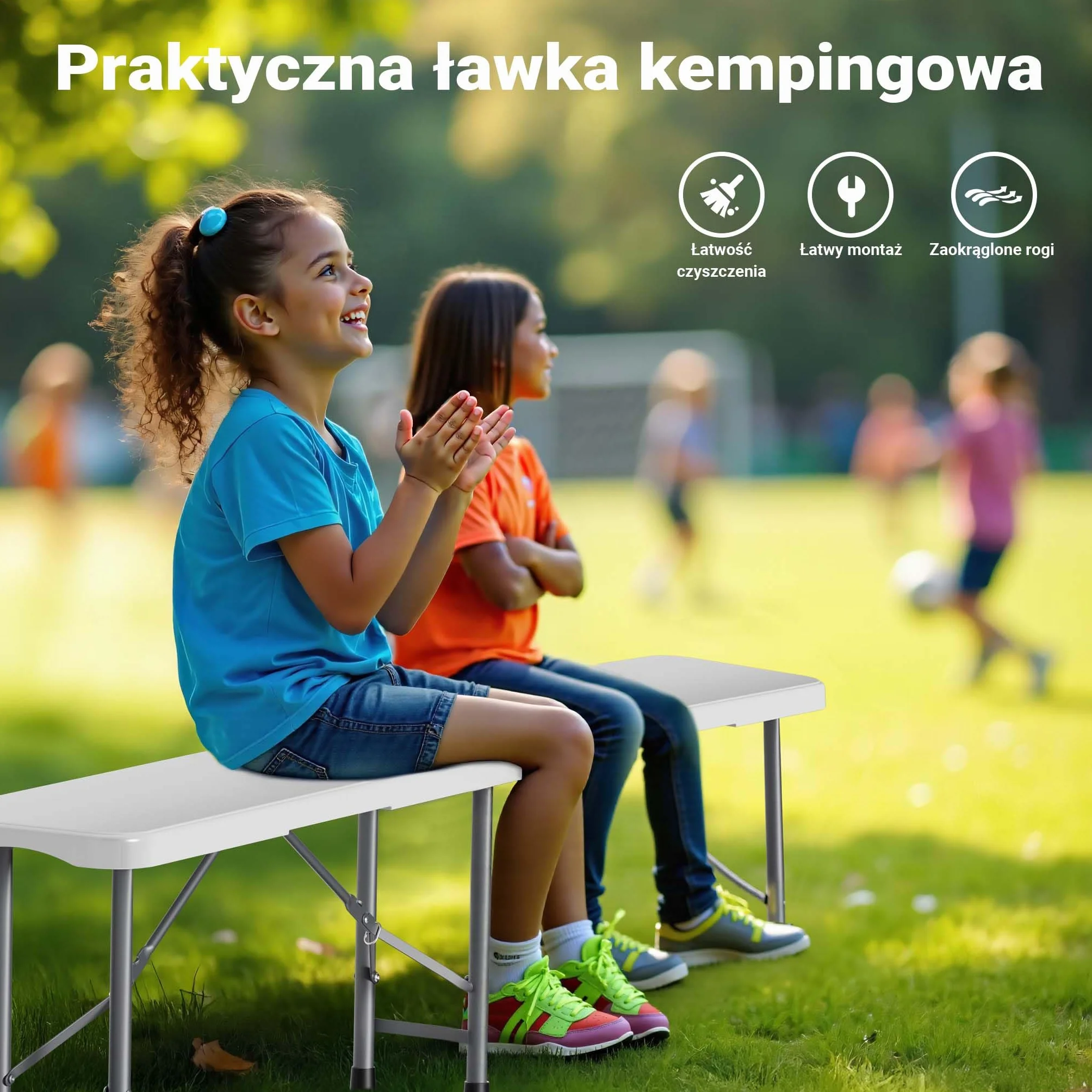 Wiltec Składana ławka cateringowa, bankietowa, turystyczna 180x30x43 cm, ława ogrodowa z uchwytem, siedzisko kempingowe składane do ogrodu i na biwak