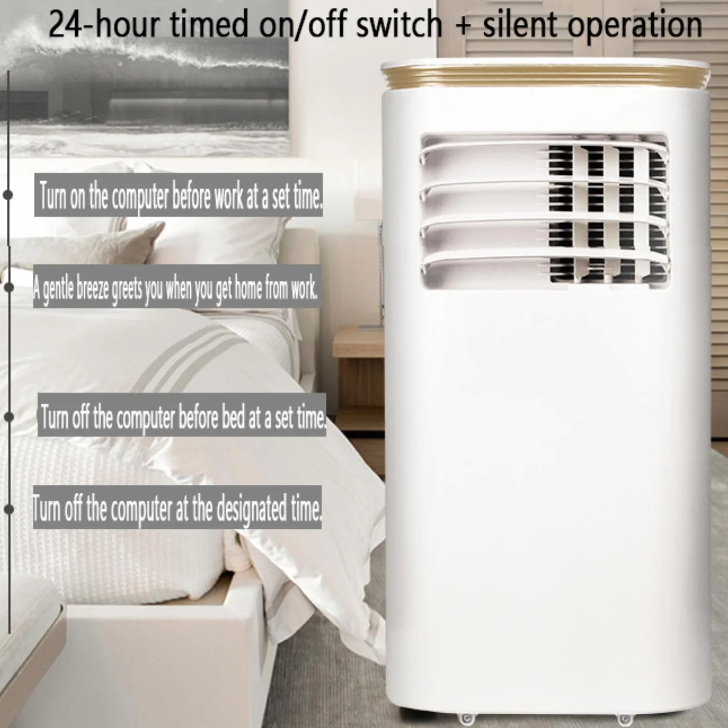 7000 BTU Przenośny klimatyzator z pilotem, osuszacz wentylatora chłodzącego 3 w 1, 24h Timer, 120 Oscillat, zestaw okienny do biura w sypialni, tryb cichego sp, łatwa instalacja