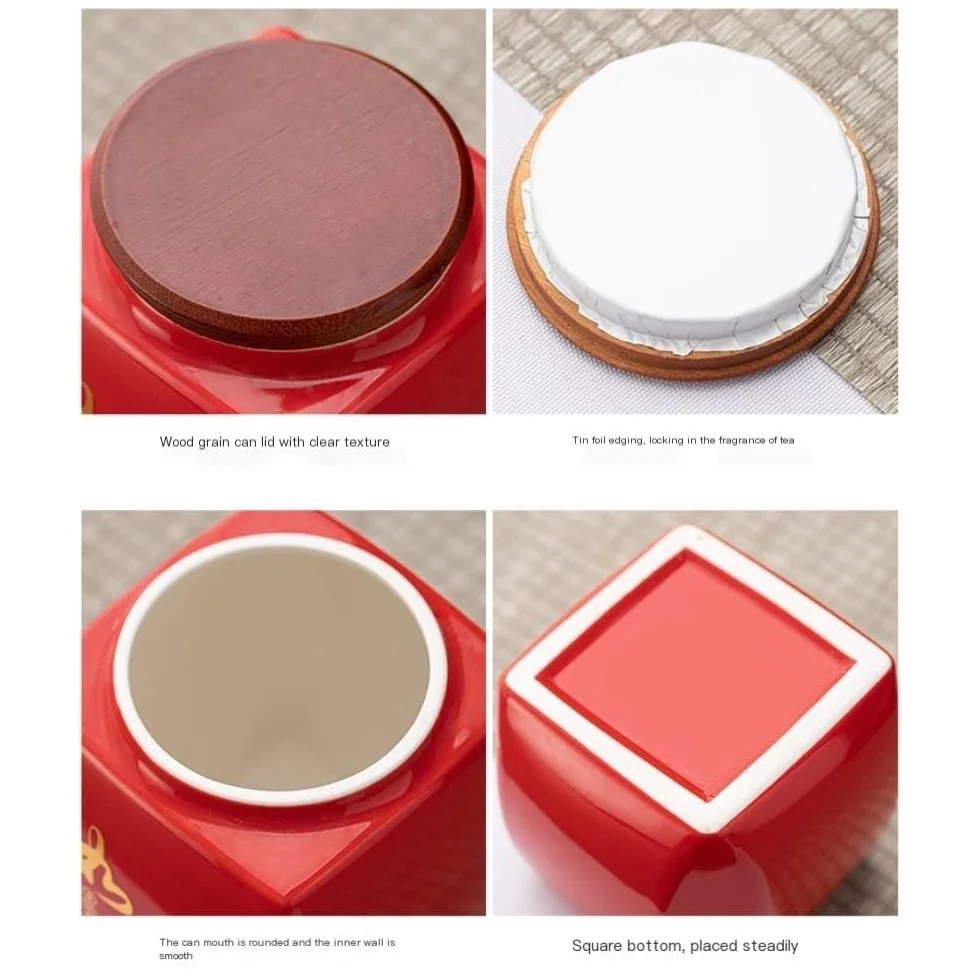 HLTYGWX Kanistry kuchenne Pojemnik do przechowywania herbaty luzem Słoik Ceramiczny szczelnie zamknię słoik Słoik do przechowywania przypraw kuchennych Retro Teaware Podwójny słoik Zestaw pudełek